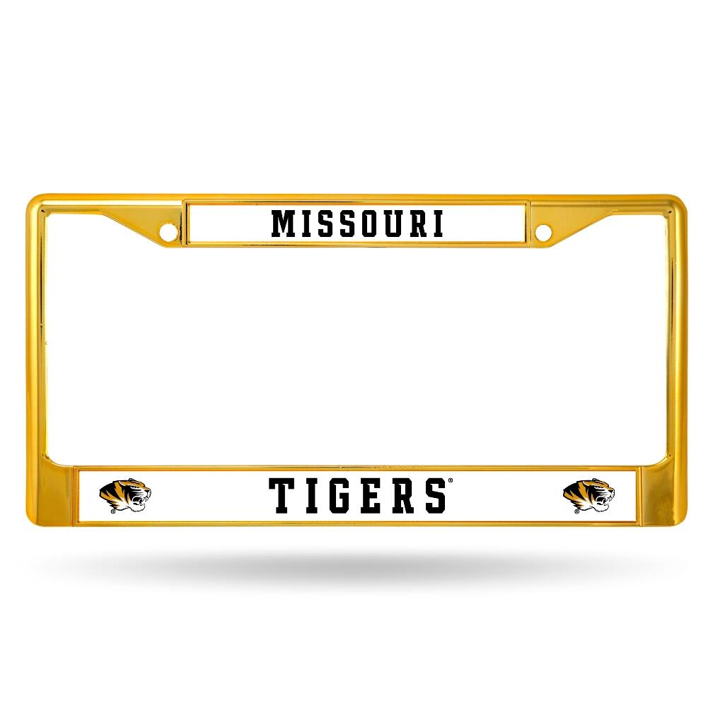 Missouri Tigers Gold Painted Chrome Metal License Plate Frame