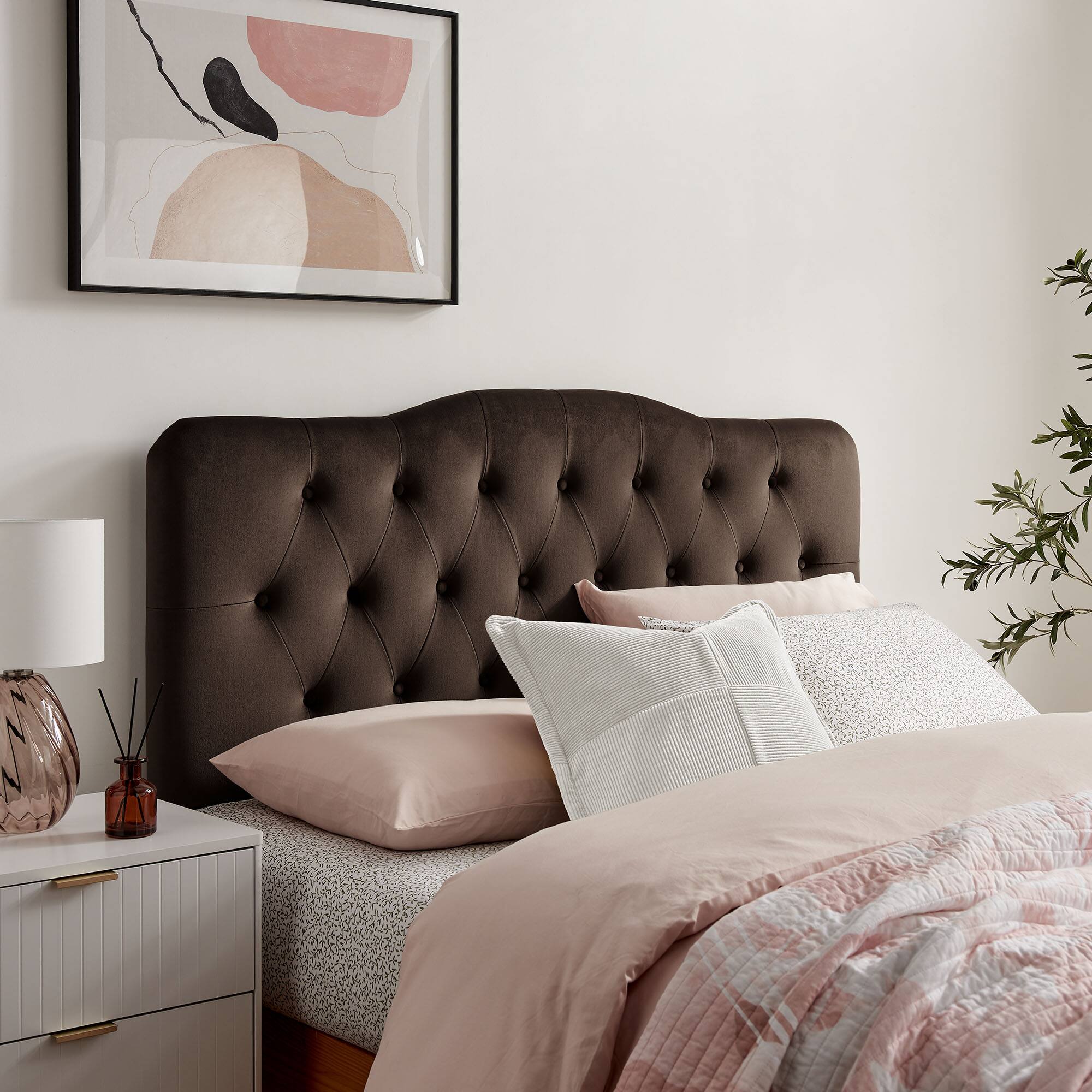 Annabel Diamond Tufted Performance Velvet Headboard by Modway - Chocolate Brown