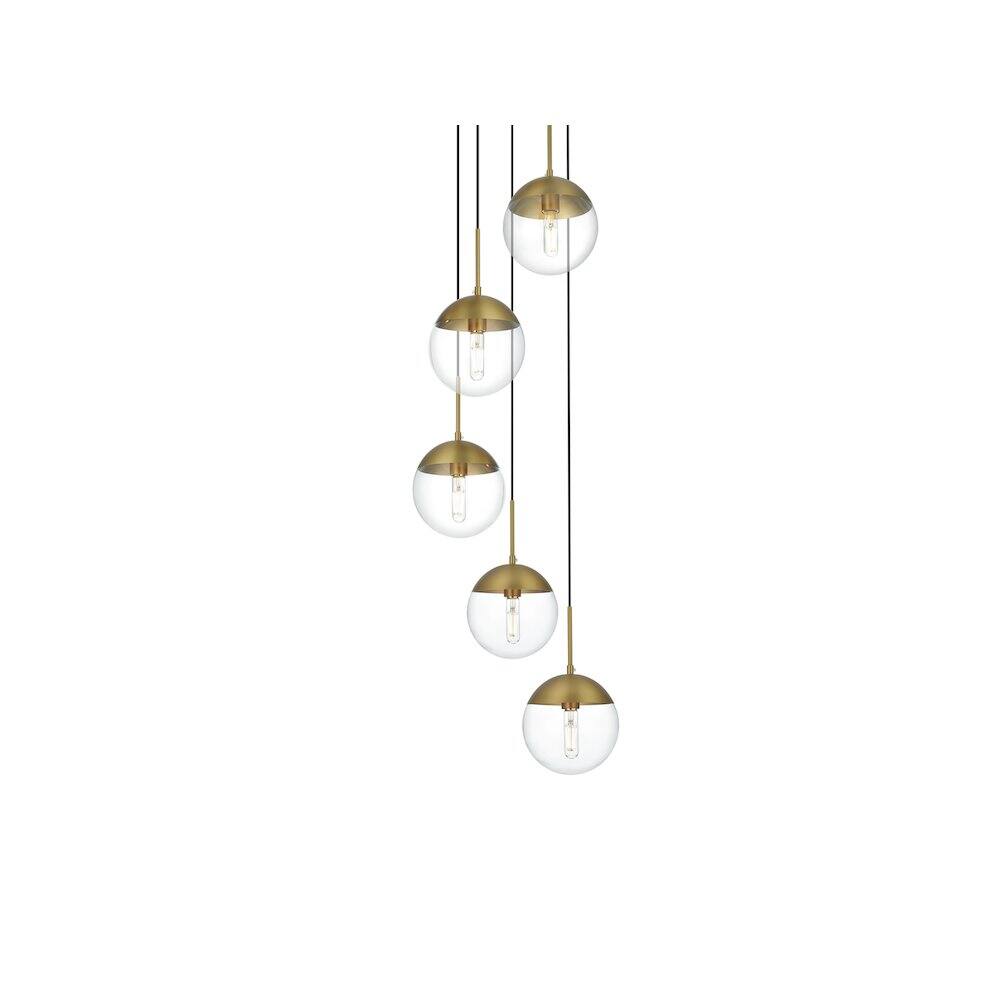 Back. Living District - Eclipse 18 Inch Pendant Clear Shade in Chrome - Satin Gold And Clear.