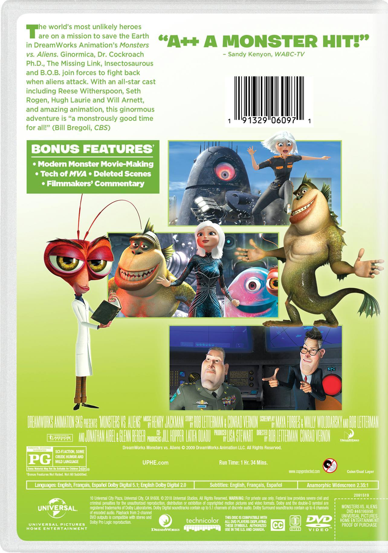Angle. Monsters Vs Aliens (2018) (DVD New Box Art) [DVD].