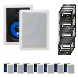 Legrand - HT5651 5000 Series 6.5" In-Wall Speakers Case Pack 8 Pair 16 Speakers total with In Wall Mounting Brackets - Black/Gray