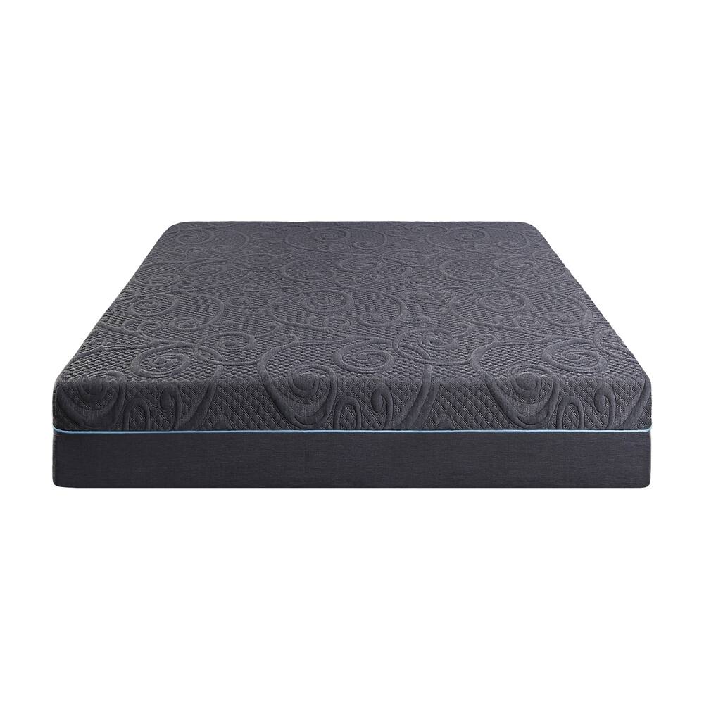 Front. TinyHomie - 11-inch Eastern King Bed Mattress Gel-Infused Memory Foam Hybrid Mattress Dark Gray Mattress in a Box - Dark Gray.