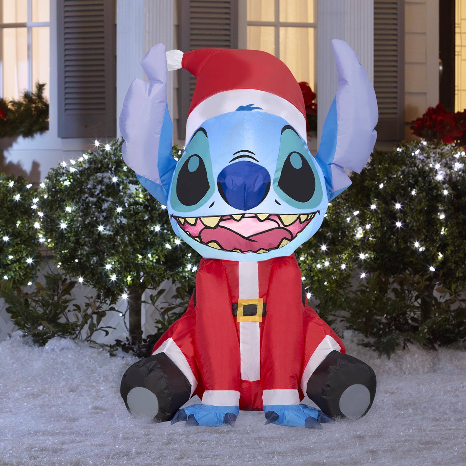 Angle. Disney - Disney Airblown Christmas Inflatable Stitch in Santa Suit 36 in. Inflatable (Case of 6) - Multicolored.
