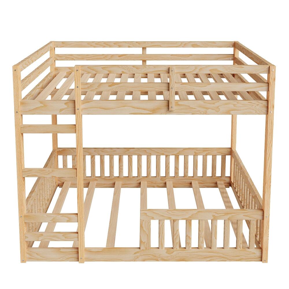 Alt View 10. Loheer - Loheer Full Over Full Bunk Bed Wood Natural Finish with Ladder Guardrails - Natural.