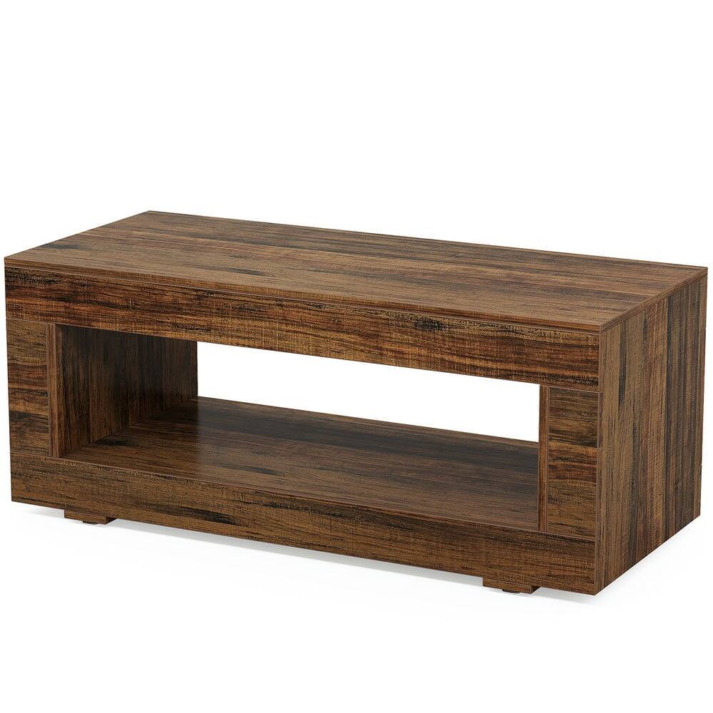 Angle. Kadyn - Center Coffee Table, Living Room Table,43" Coffee Table, Farmhouse Center Table With Storage - Brown.