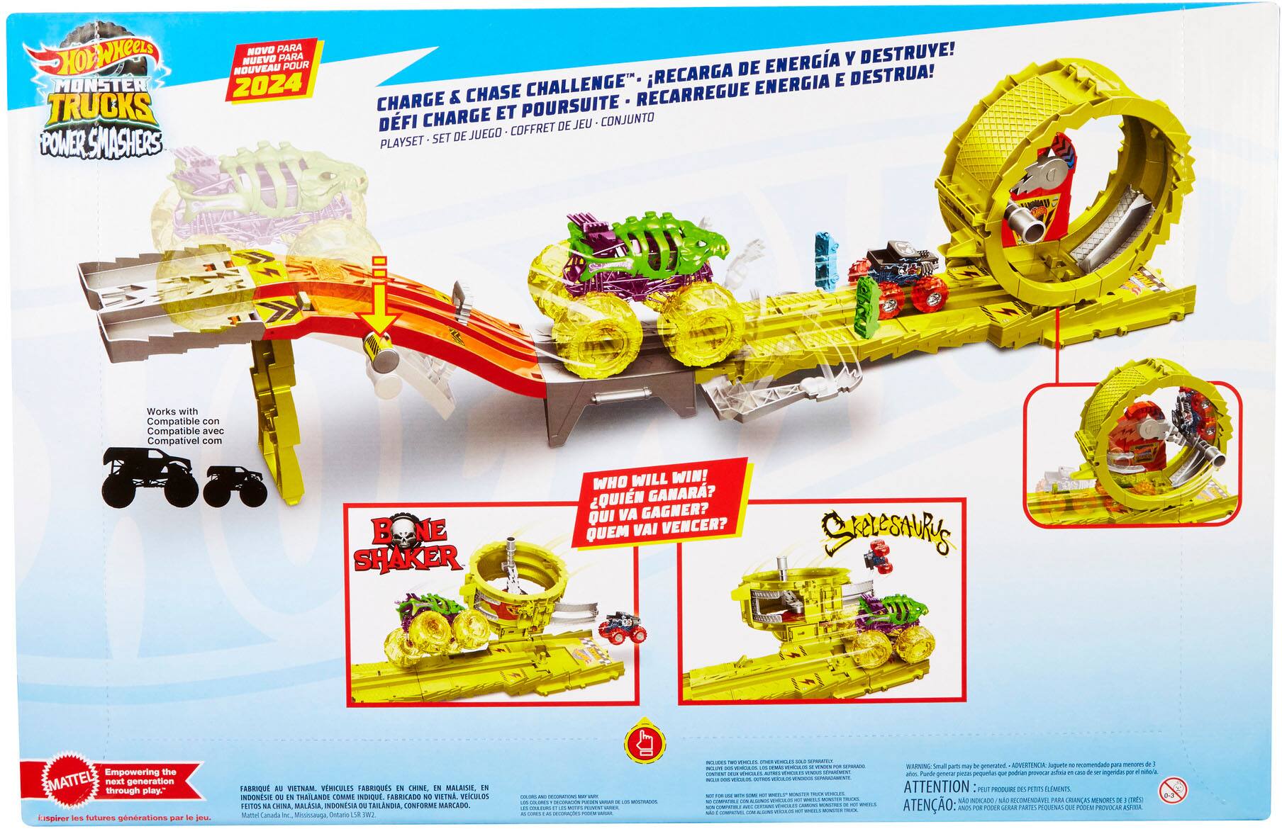 Sure, here is the corrected and grouped text from the image:

---

**Hot Wheels Monster Trucks Power Smasher**

**NOVO PARA 2024**  
**NOUVEAU POUR 2024**  
**NOUVEAU POUR 2024**

**CHARGE & CHASE CHALLENGE**  
**RECARREGUE ENERGIA E DESTRUA!**  
**RECARREGUE ENERGIA E DESTRUA!**  
**RECARREGUE ENERGIA E DESTRUA!**  
**RECARREGUE ENERGIA E DESTRUA!**  
**RECARREGUE ENERGIA E DESTRUA!**  
**RECARREGUE ENERGIA E DESTRUA!**  
**RECARREGUE ENERGIA E DESTRUA!**  
**RECARREGUE ENERGIA E DESTRUA!**  
**RECARREGUE ENERGIA E DESTRUA!**  
**RECARREGUE ENERGIA E DESTRUA!**  
**RECARREGUE ENERGIA E DESTRUA!**  
**RECARREGUE ENERG