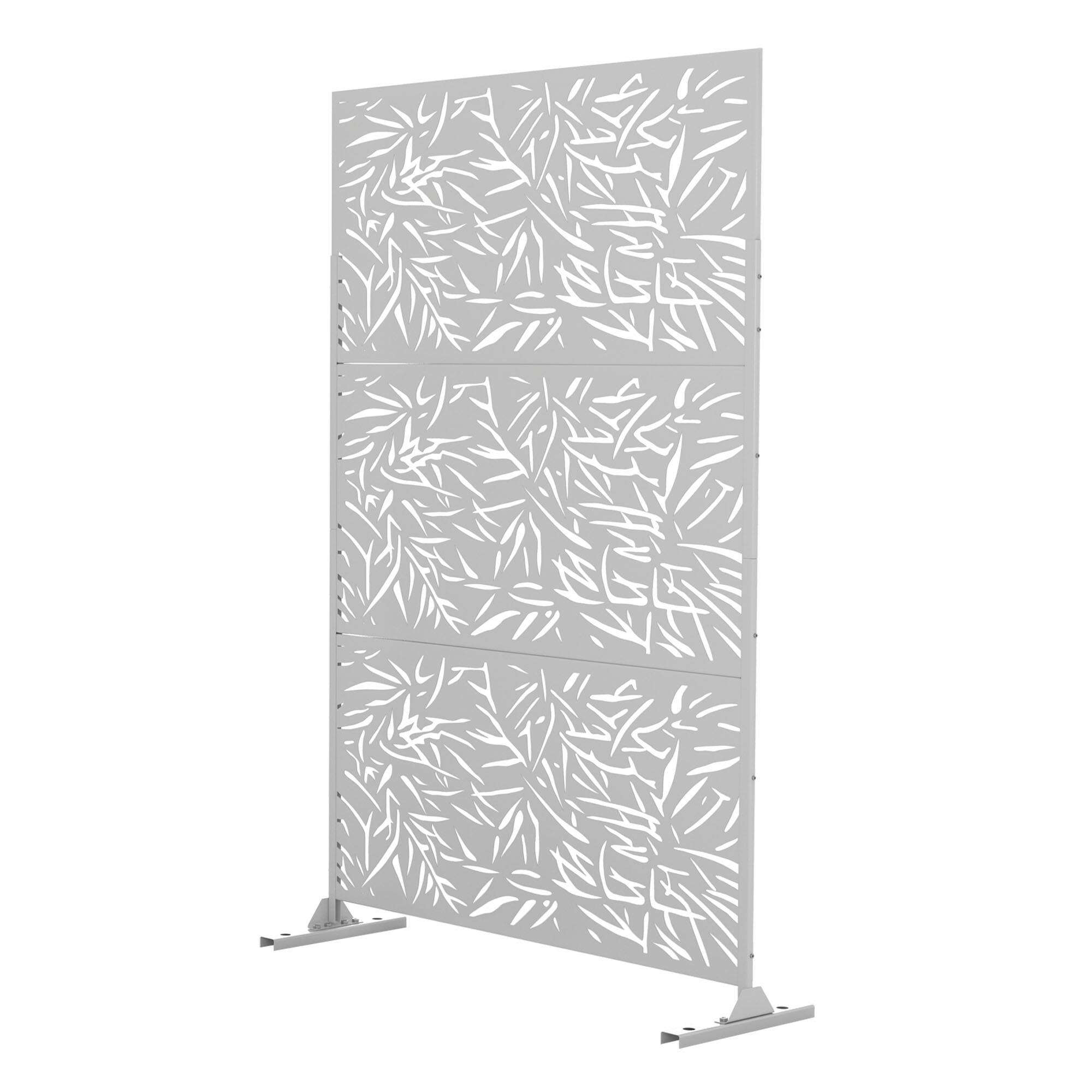 Angle. PexFix - 72 in. x 47 in. Bamboo Pattern Metal Outdoor Privacy Screen & Panels, Freestanding Garden Divider Fence - White.