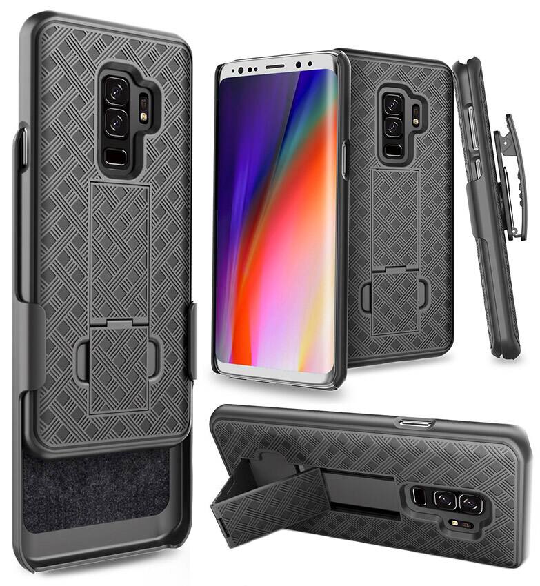 Front. Nakedcellphone - Case with Stand and Belt Clip Holster for Samsung Galaxy S9 Plus - Black.