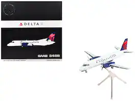 Saab 340B Delta Connection Mesaba Airlines N428XJ White Red Blue Tail GeminiJets 1/200 Diecast Model Airplane - Multi