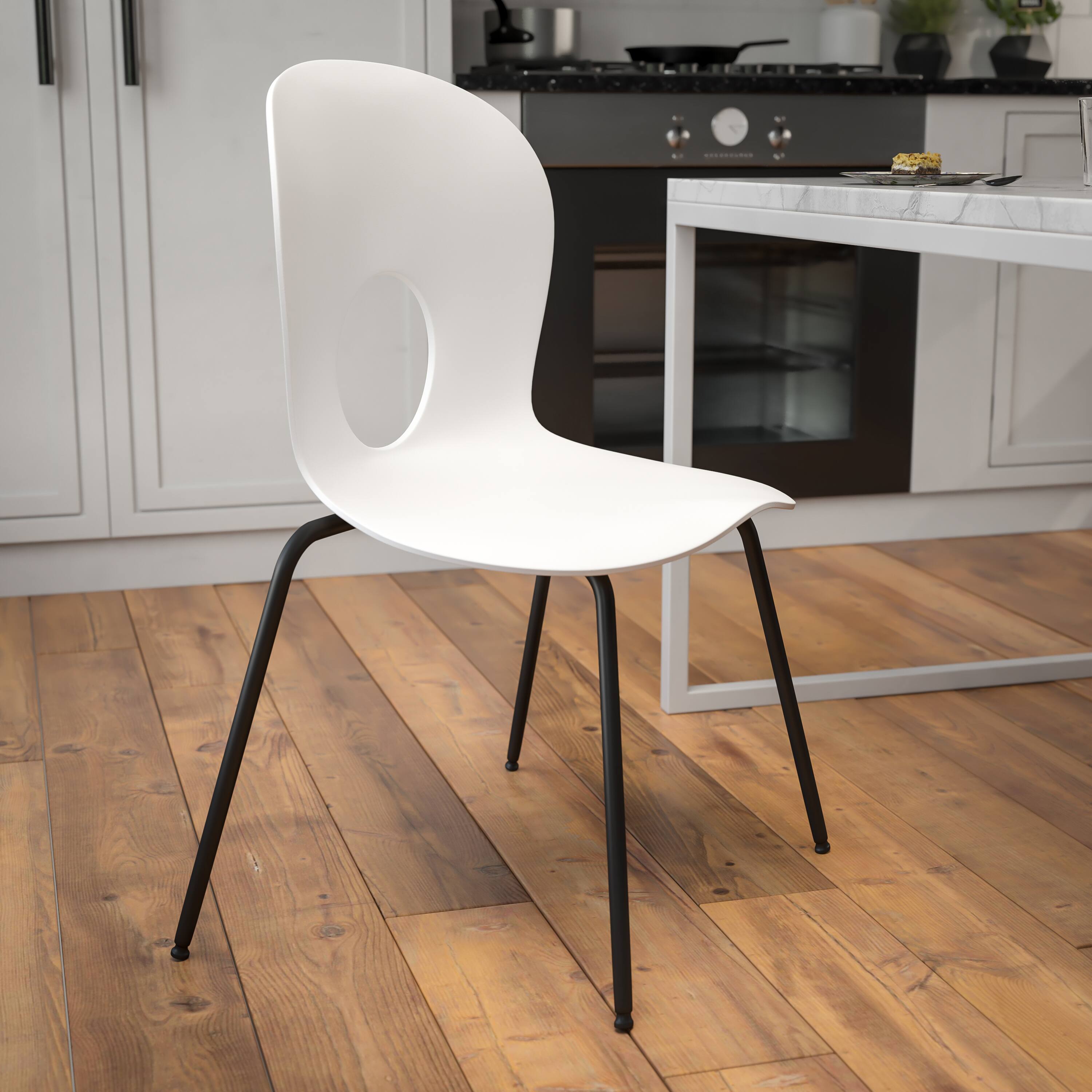 Alt View 1. Emma + Oliver - Multipurpose Designer Plastic Cafe Stack Chair - White.