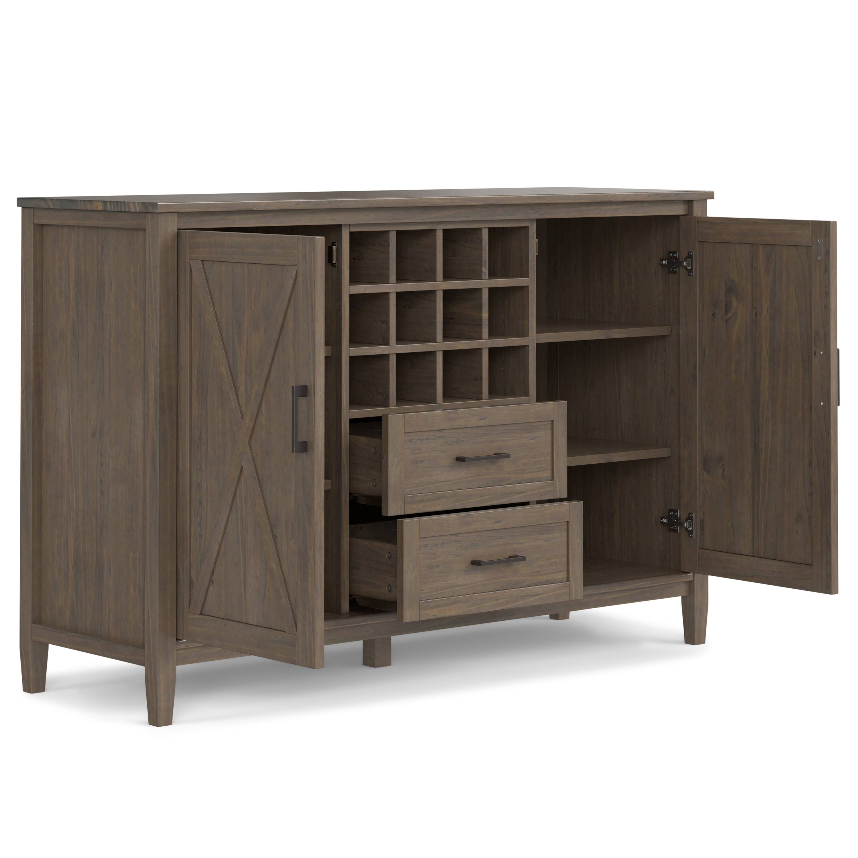 Back. Simpli Home - Ela SOLID WOOD Sideboard with Wine Storage in Smoky Brown - Smoky Brown.