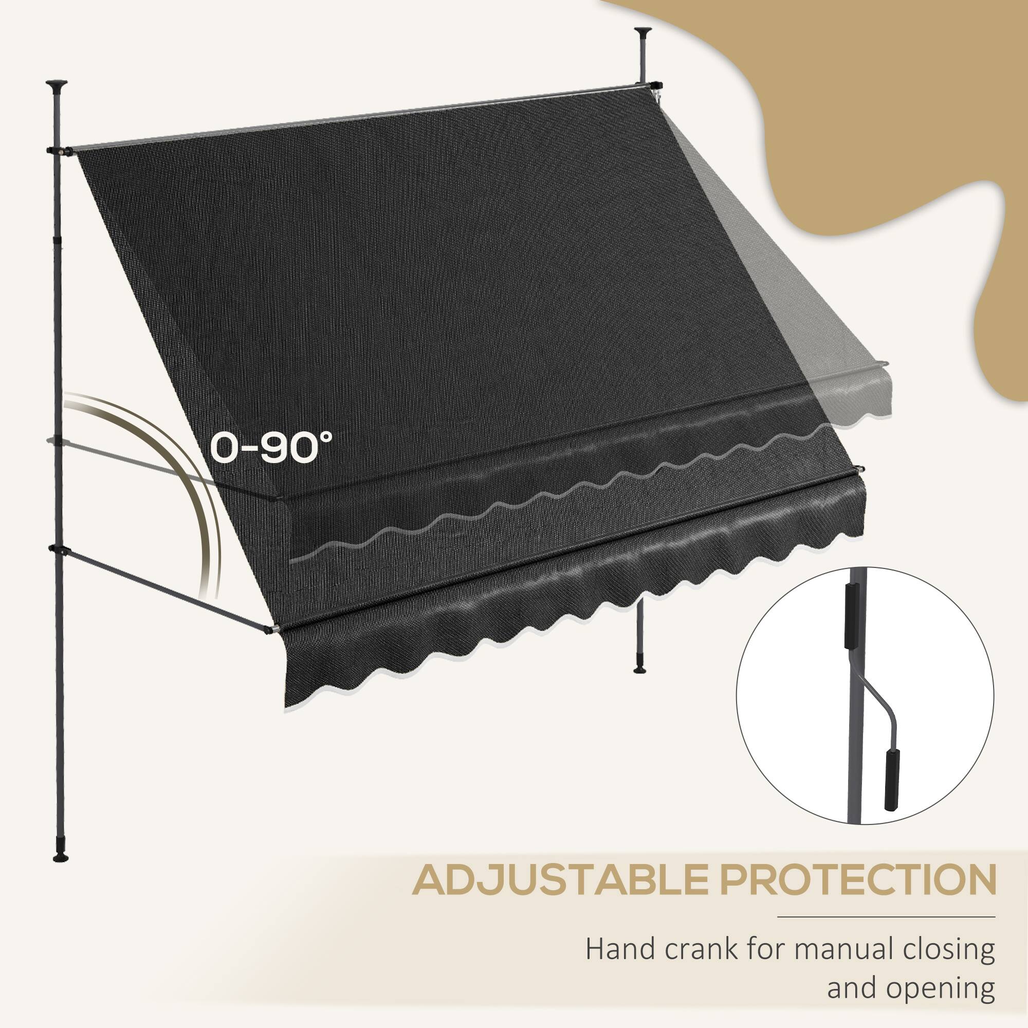 0-90° Adjustable Protection  
Hand crank for manual closing and opening