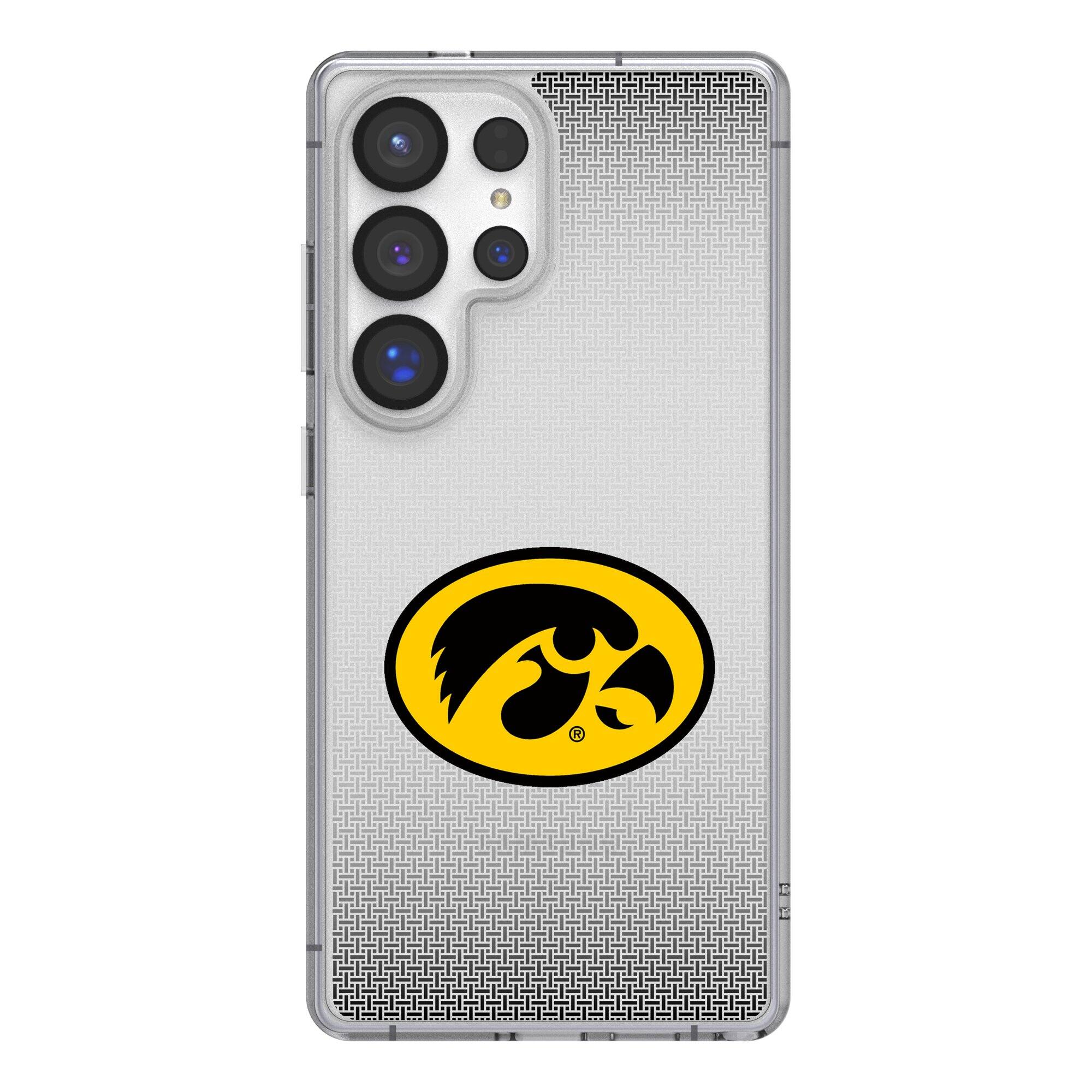Front. Keyscaper - Iowa Hawkeyes Linen Logo Galaxy Clear Case - S23 - Multicolor.