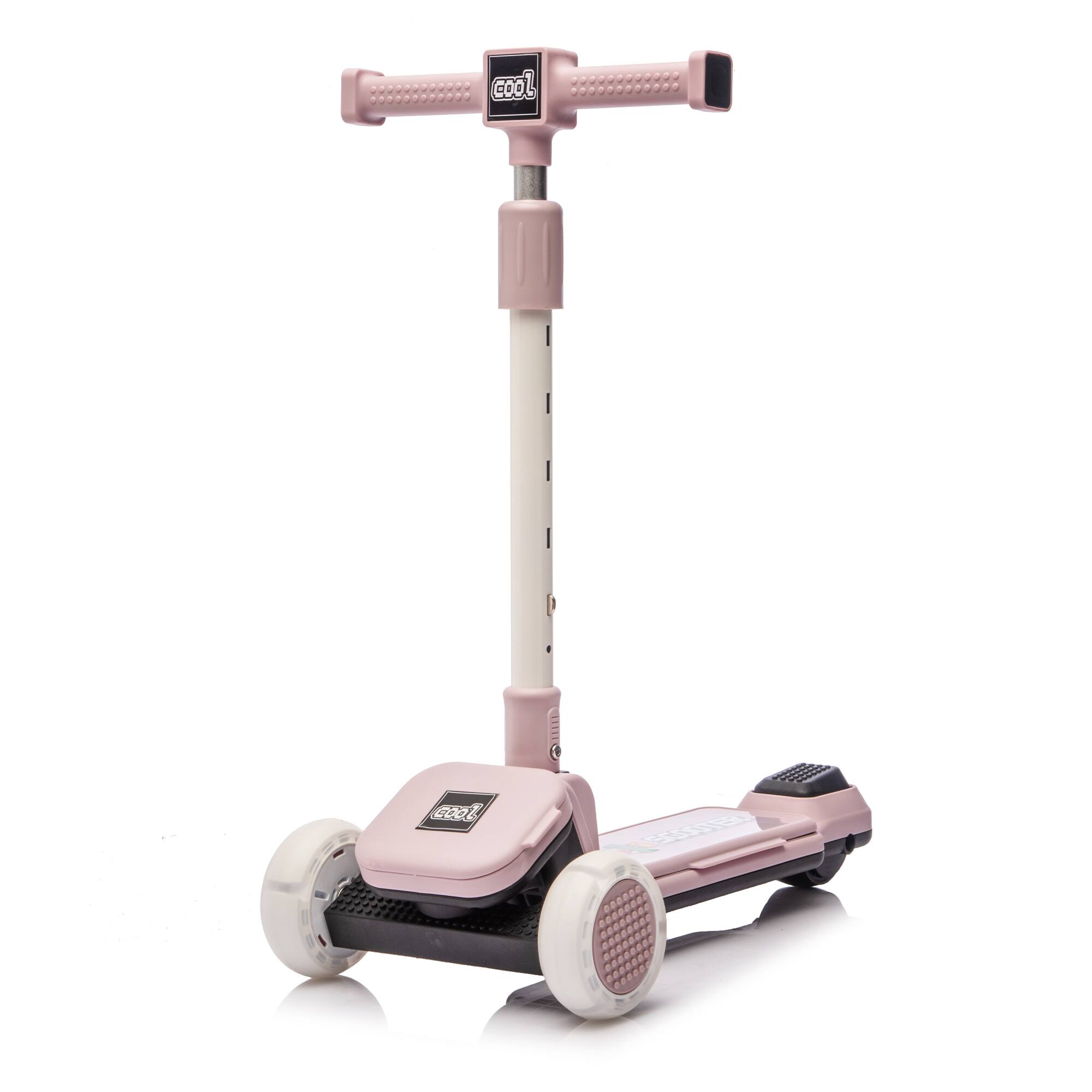 Left. TinyHomie - Kids Ride On 3-Wheel Scooter with Buildable blocks PU flashing wheels and Folding Kick Scooter for Kids Aged 3-9 - Purple.