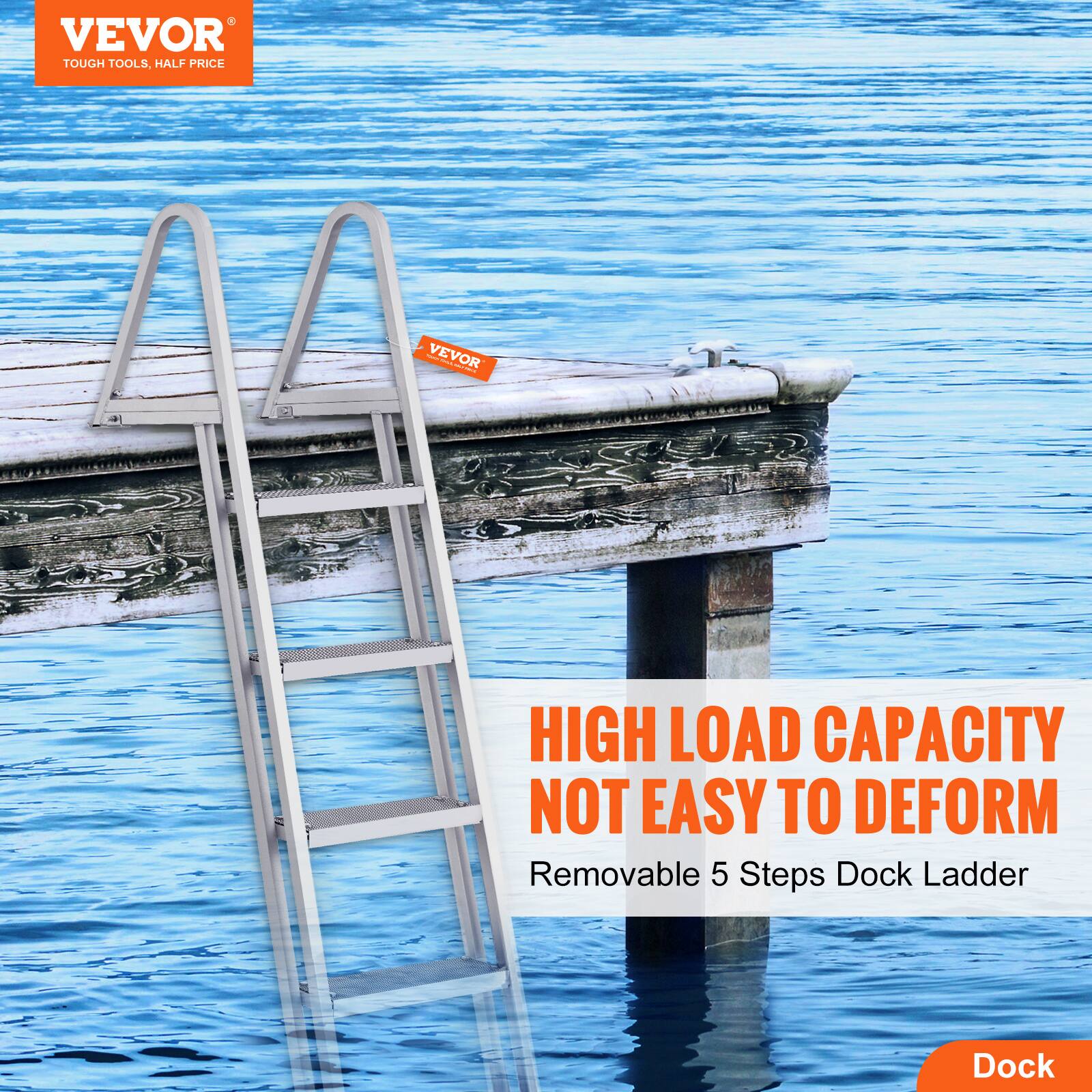 VEVOR TOUGH TOOLS, HALF PRICE

HIGH LOAD CAPACITY NOT EASY TO DEFORM

Removable 5 Steps Dock Ladder