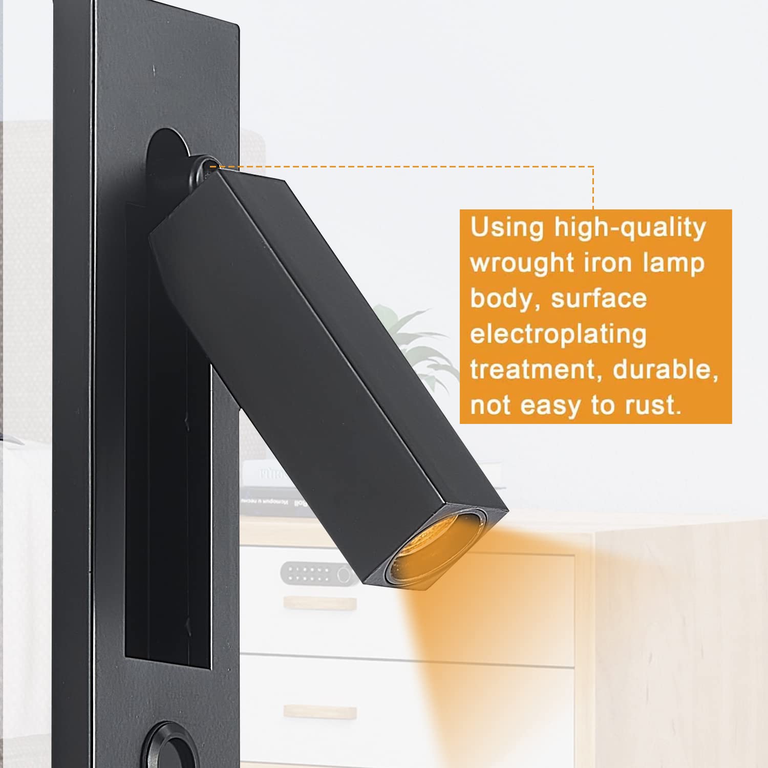 Using high-quality wrought iron lamp body, surface electroplating treatment, durable, not easy to rust.