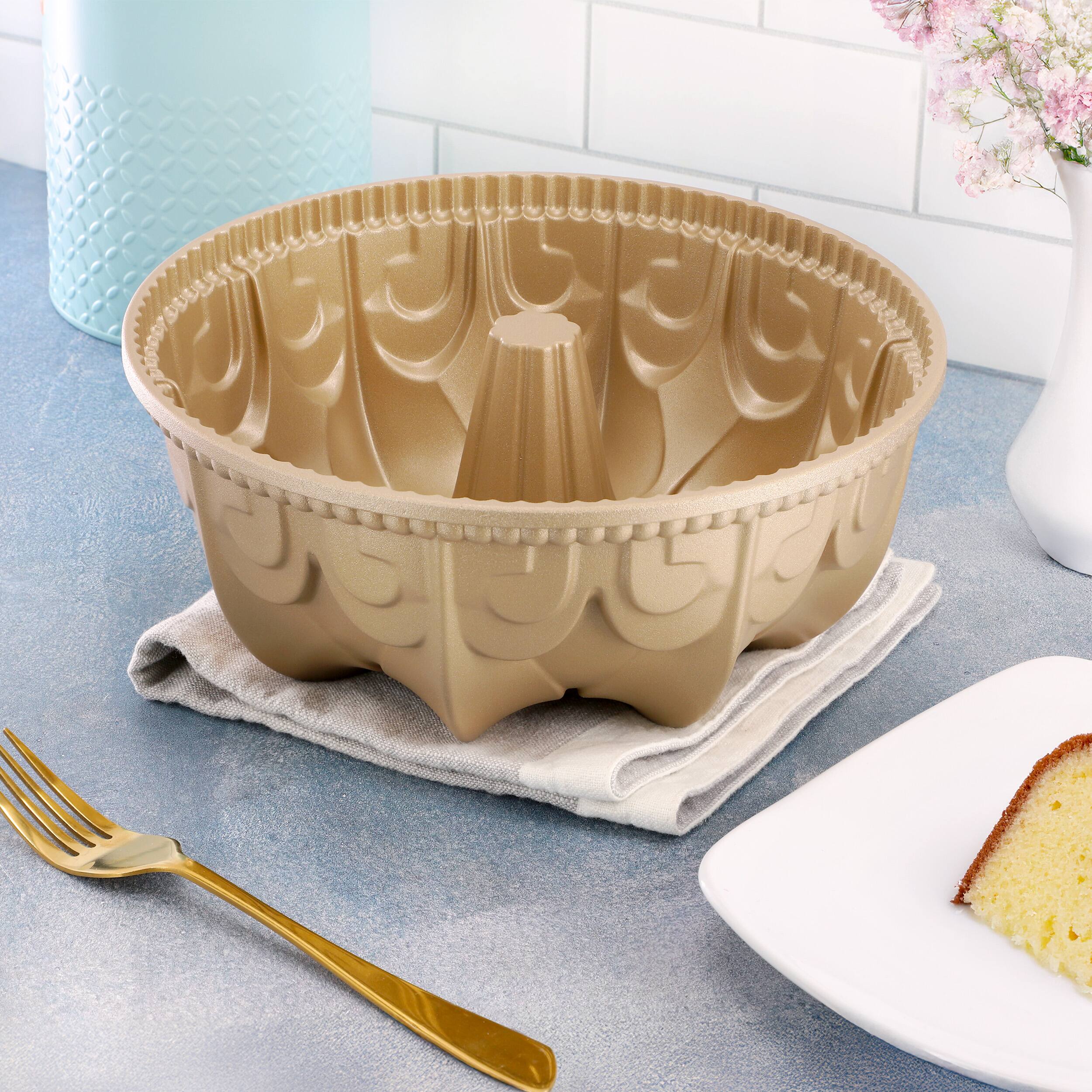 Alt View 4. Martha Stewart - Martha Stewart Festive Holiday 9.3 Inch x 3.9 Inch Cast Aluminum Cake Pan - Champagne.