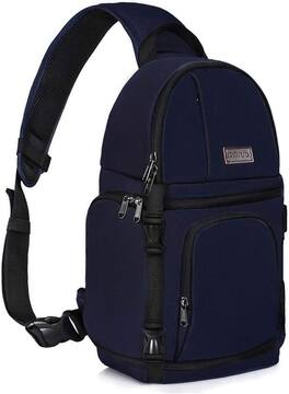 mosiso - Camera Sling Bag Shockproof Photography Camera Backpack with Tripod Holder & Removable Modular Inserts - Navy Blue