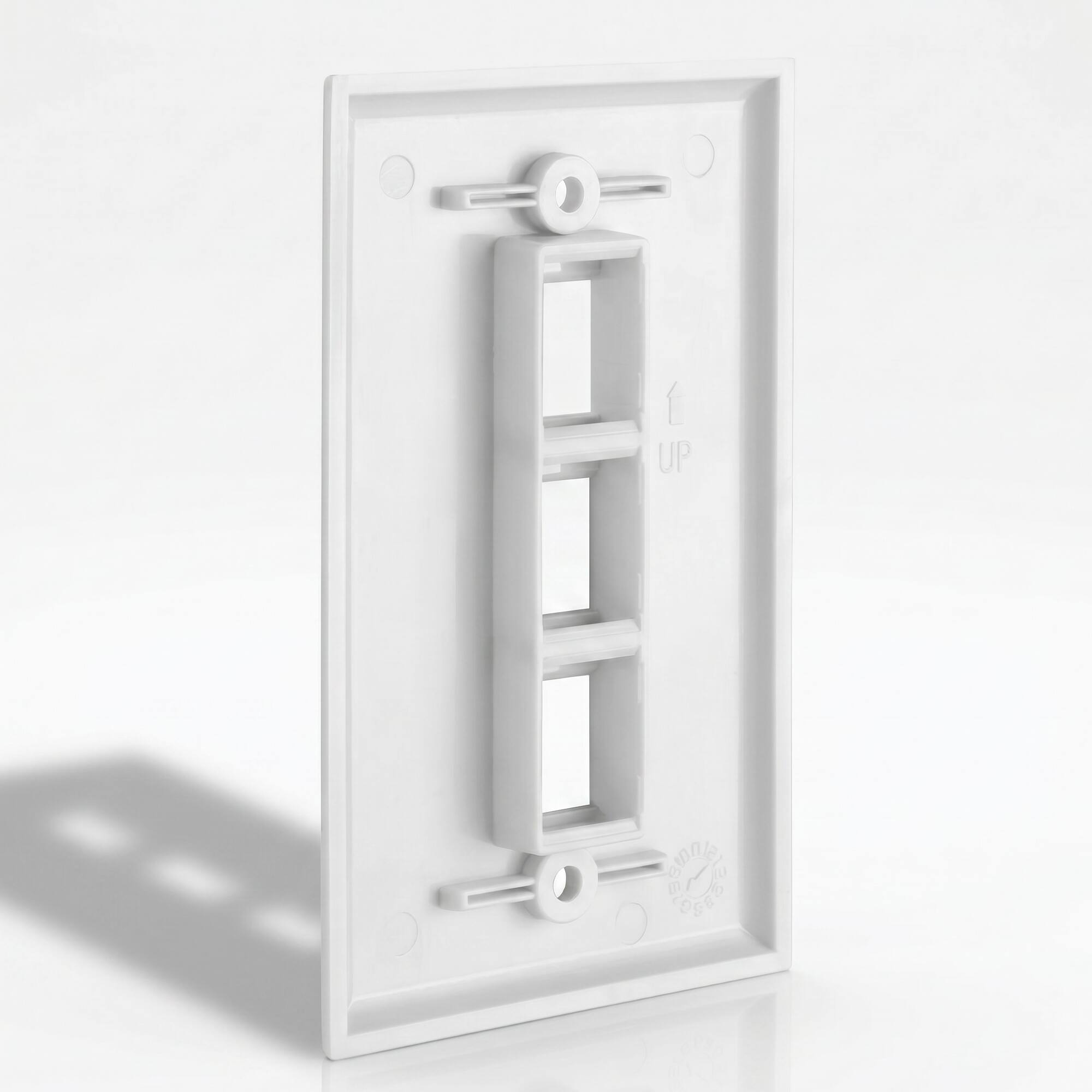 Angle. Cmple.com - 3 Port Keystone Wall Plate White Single Gang for RJ45 Ethernet HDMI Coax & Audio - White.