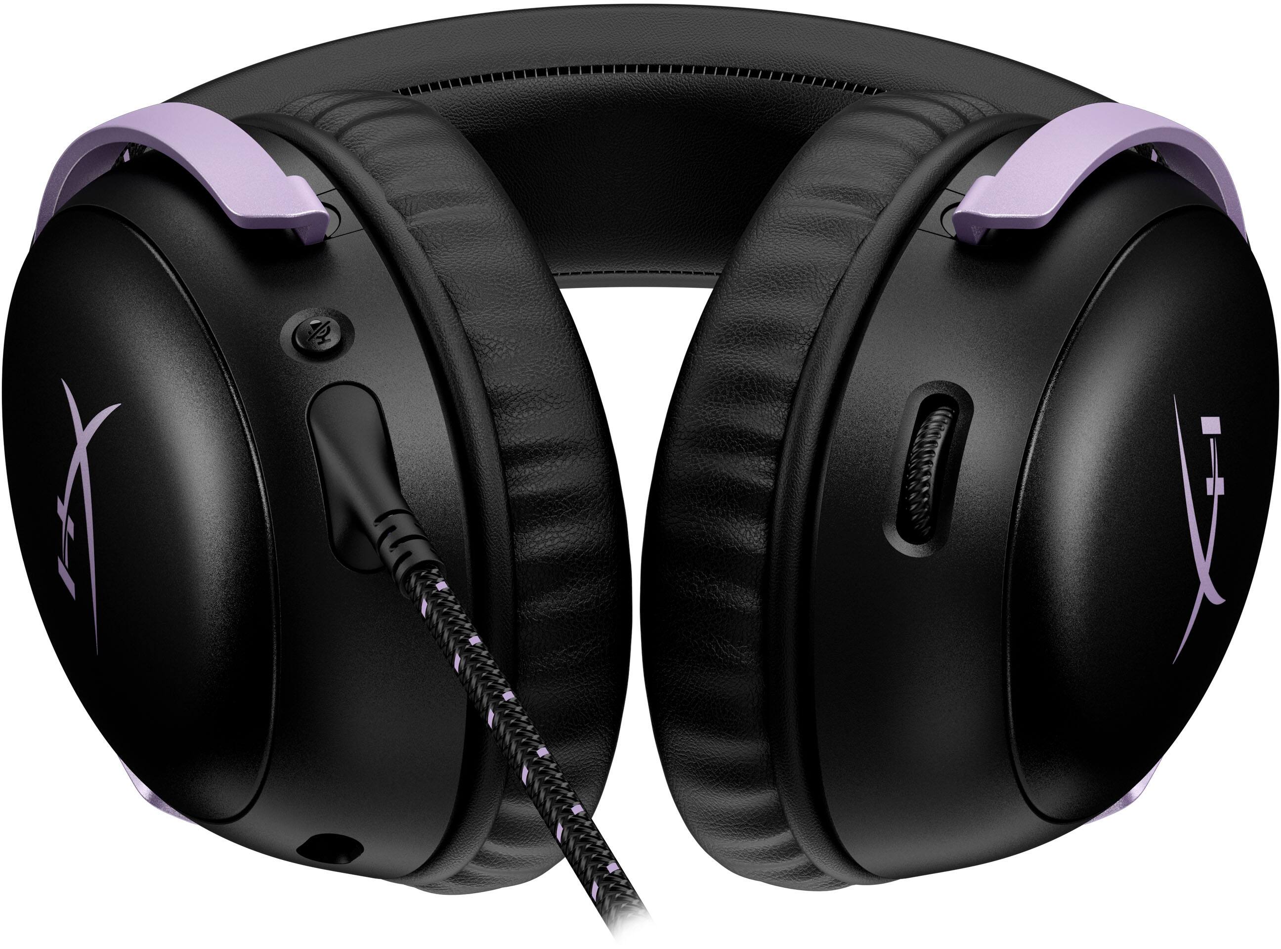 Alt View 2. HyperX - Cloud III Wired Gaming Headset for PC, PS5, PS4, Xbox Series X|S, Xbox One, Nintendo Switch, and Mobile - Black/Lavender.