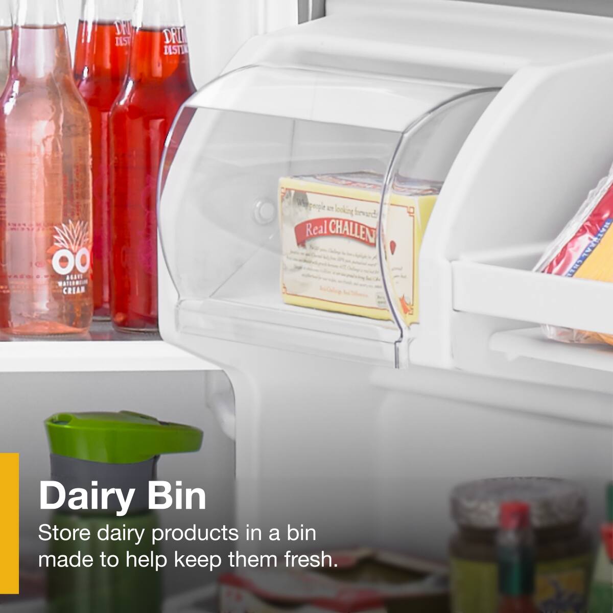 Dairy Bin  
Store dairy products in a bin made to help keep them fresh.