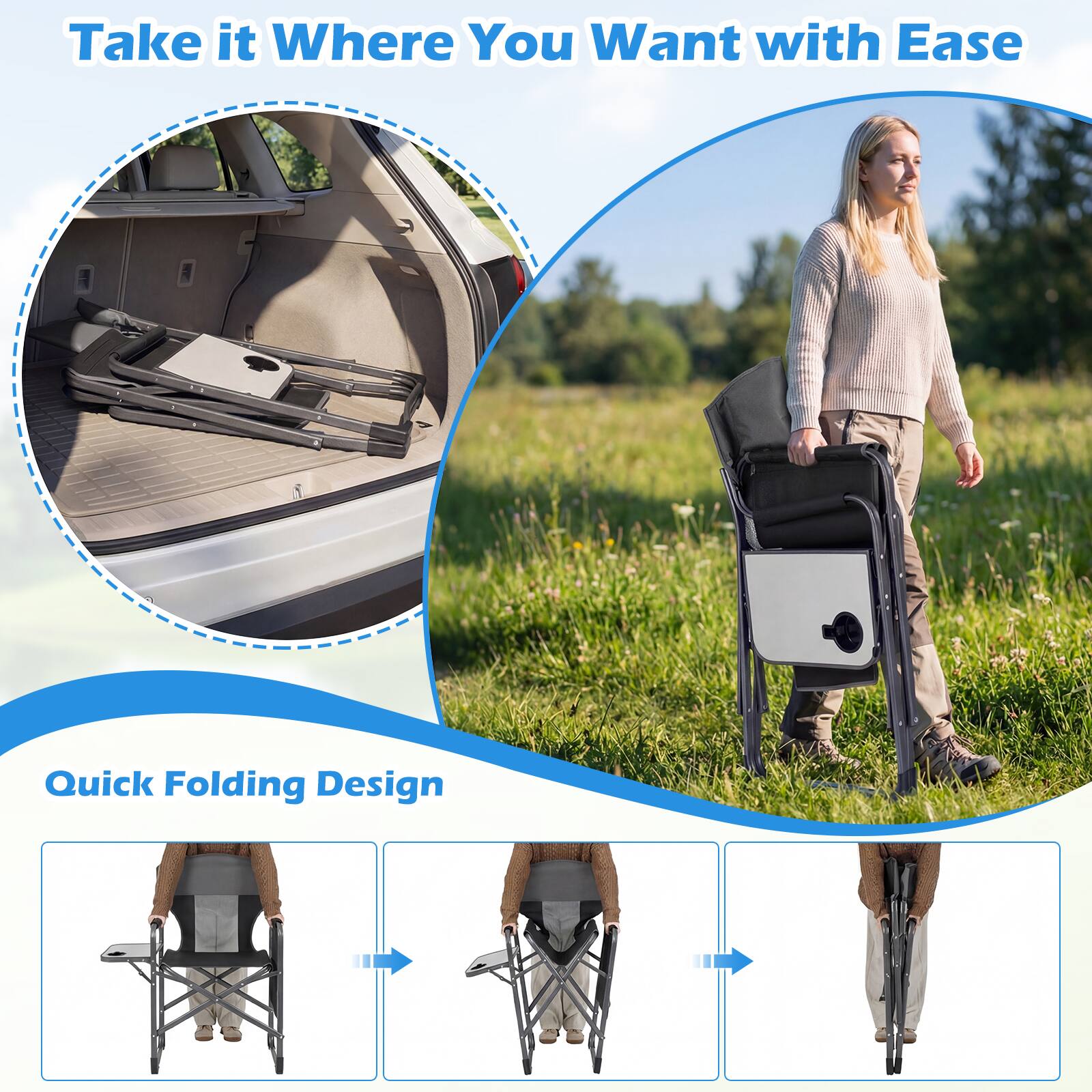 Take it Where You Want with Ease

Quick Folding Design