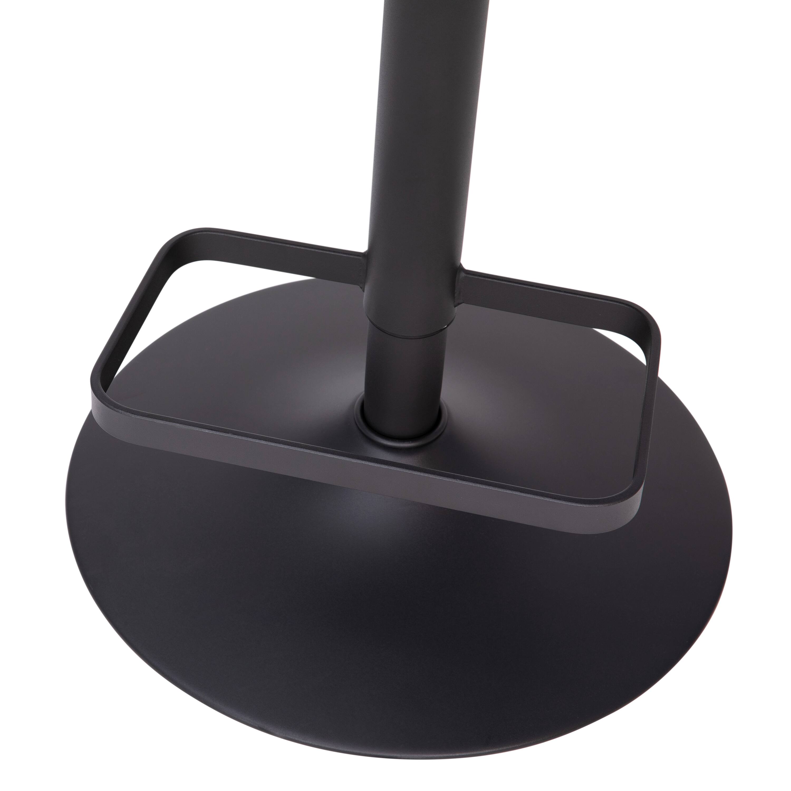 Alt View 10. Emma + Oliver - Shae Contemporary Upholstered Adjustable Height Barstool with Rounded, Cutout Mid-Back and Pedestal Base - Black Vinyl/Black Frame.