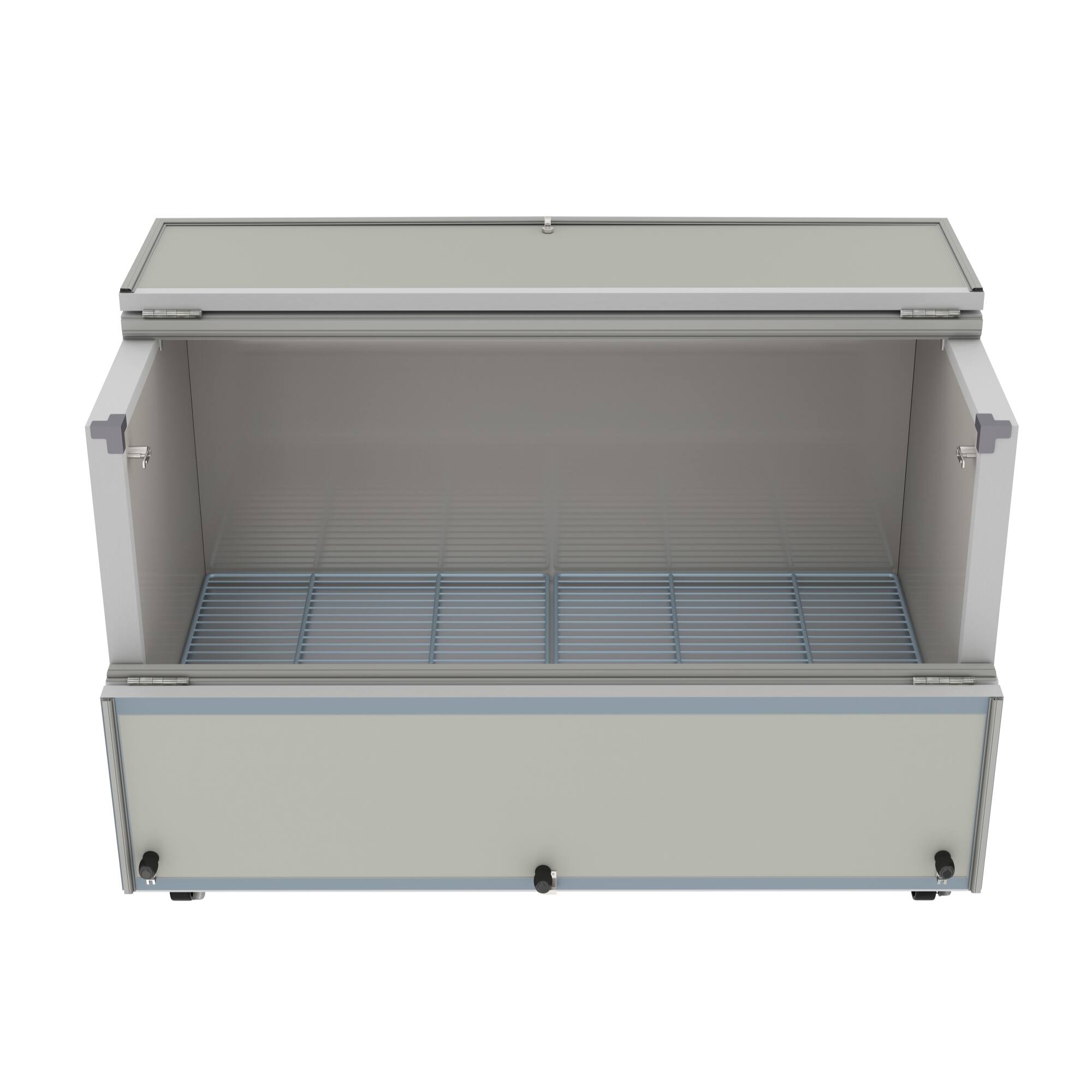 Alt View 6. Koolmore - 58 in. Commercial Milk Cooler for School and Cafeteria, 16 Crate Capacity with Heavy Duty Casters - White and Stainless-Steel.