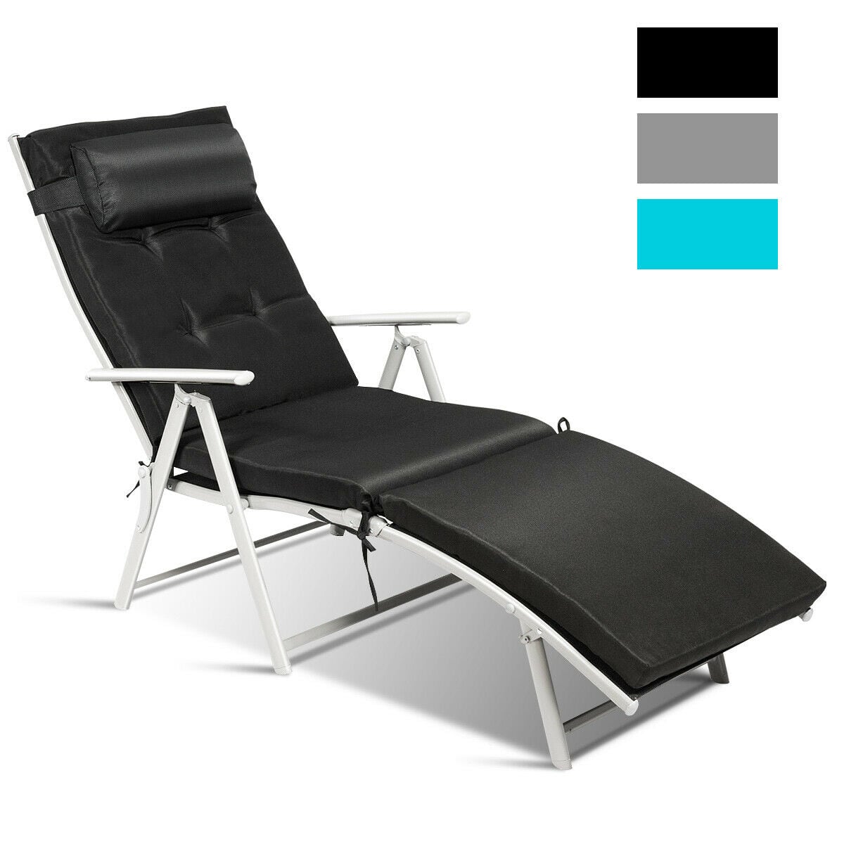 Costway - Outdoor Folding Chaise Lounge Chair w/Cushion - Black price history on PriceWatchPro