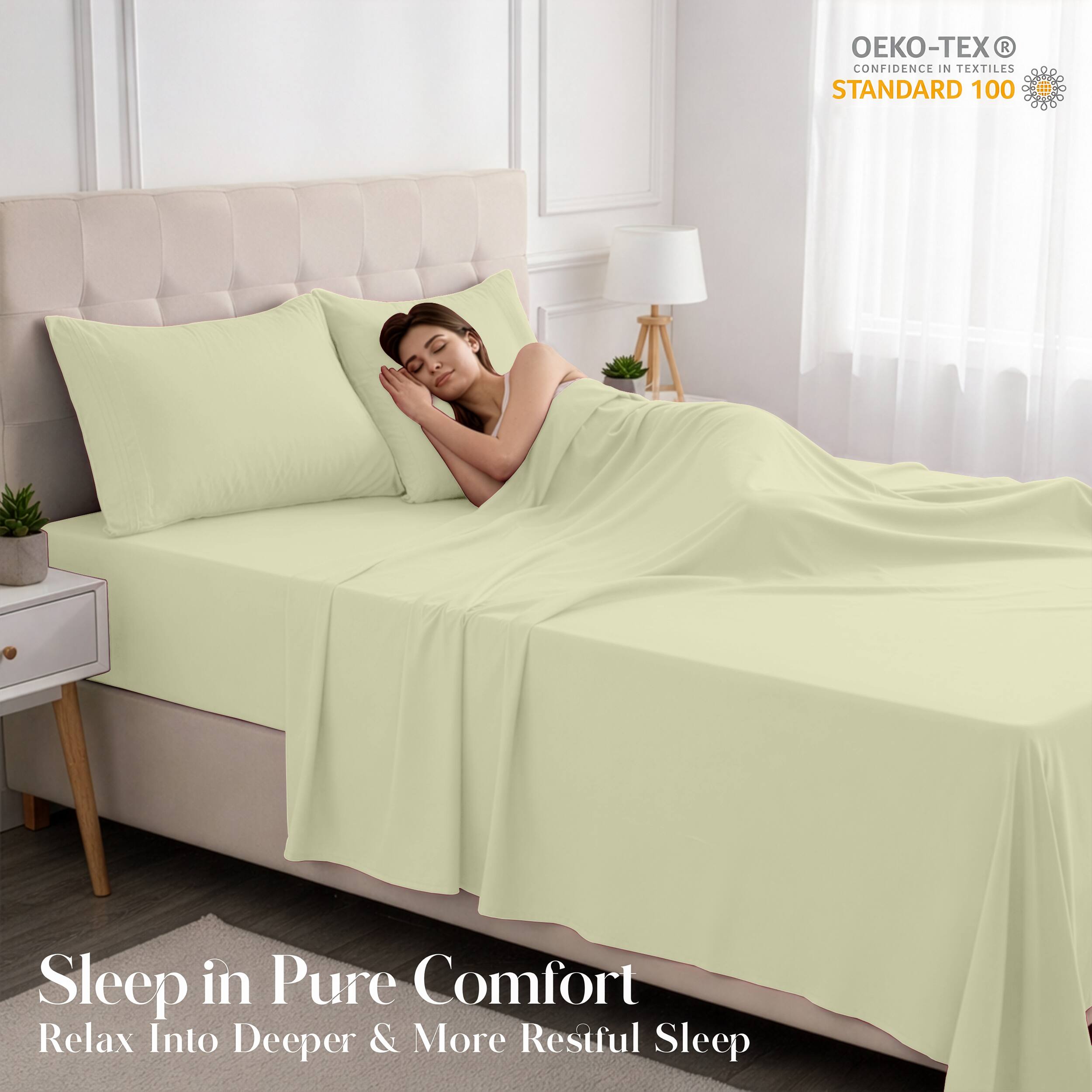 - OEKO-TEX® CONFIDENCE IN TEXTILES STANDARD 100

Sleep in Pure Comfort  
Relax Into Deeper & More Restful Sleep