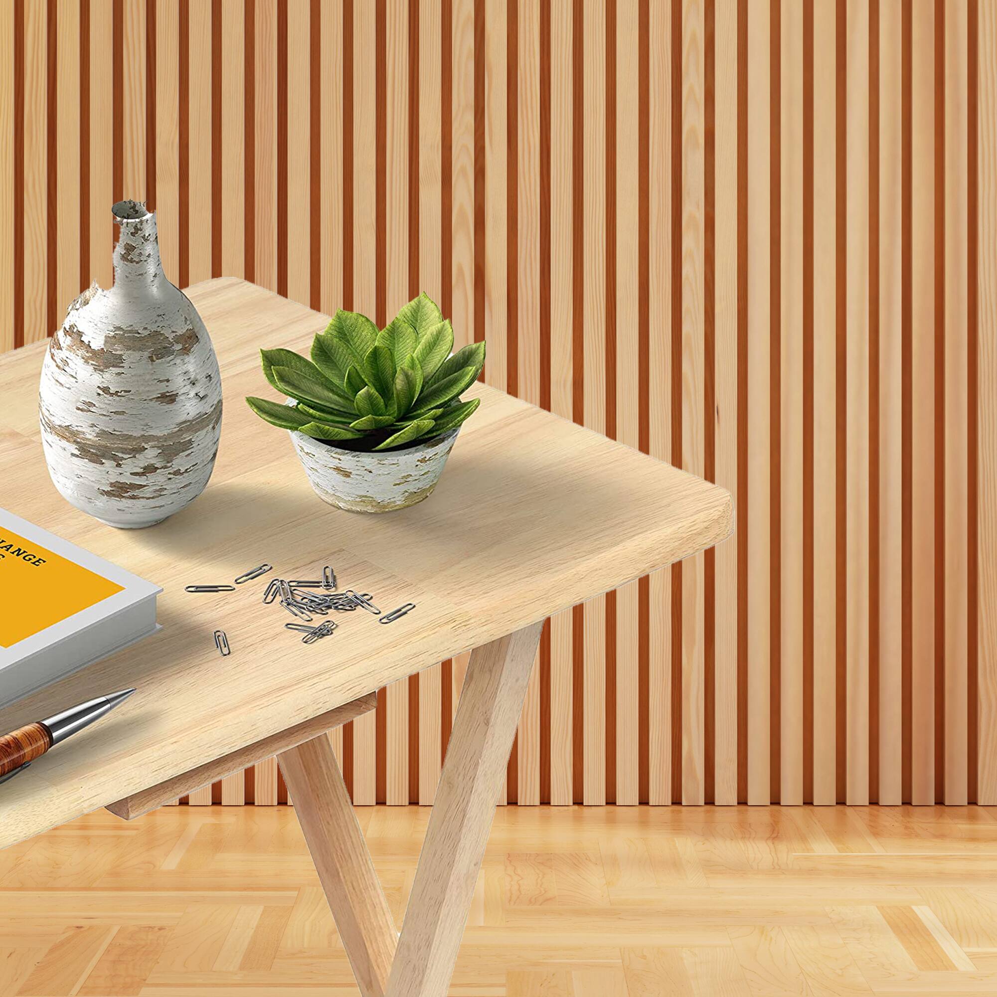 Alt View 7. PJ Wood - PJ Wood Folding TV Tray Tables with Compact Storage Rack 5 Piece Furniture Set - Natural.