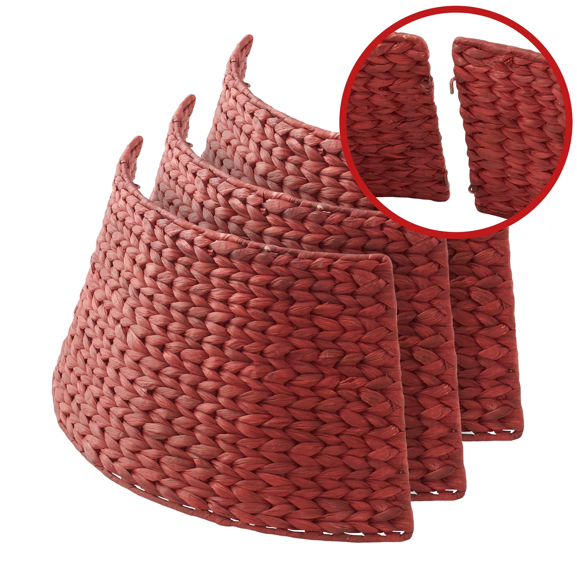 Alt View 4. Casafield - Water Hyacinth Christmas Tree Collar with Cord Cut Out - Red.