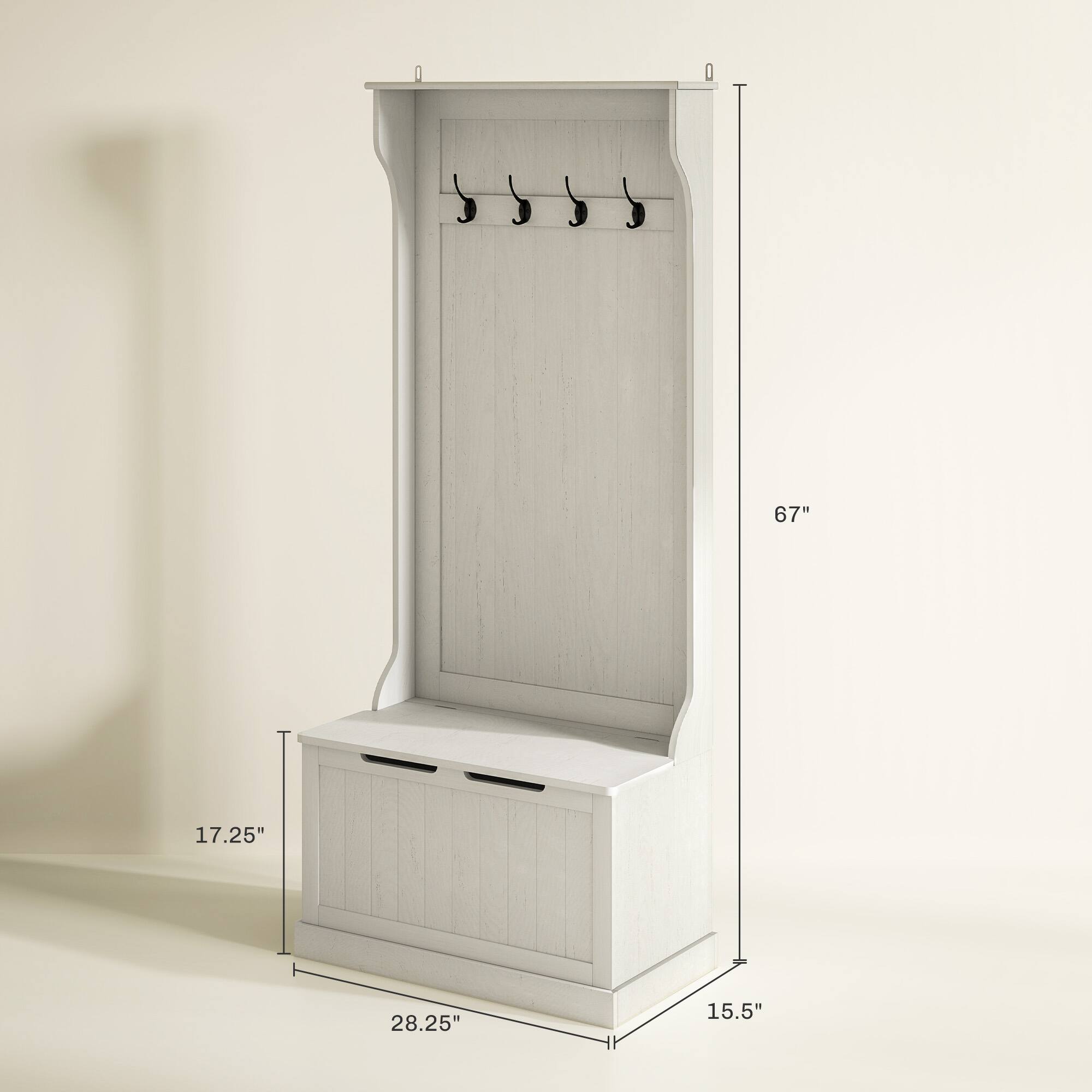 67" 28.25" 17.25" 15.5"