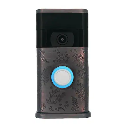 Front. Michael Healy - Wildflower Video Doorbell Cover (Ring 2nd Gen) - Oiled Bronze.