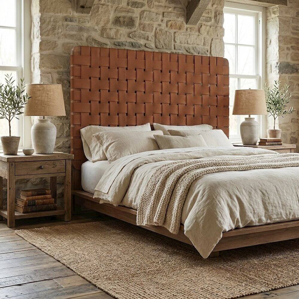Angle. FurniFact - Vegan Leather Twin Headboard withDesign and Durable Frame - Brown.