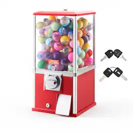 VEVOR - Gumball Machine, 21 inch Height Candy Vending Machine Dispenser, 25-Cent Vending Machines for Shopping Malls - Red