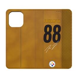 Keyscaper - NFL - Pat Freiermuth Pittsburgh Steelers Folio iPhone Case - 14 - Brown