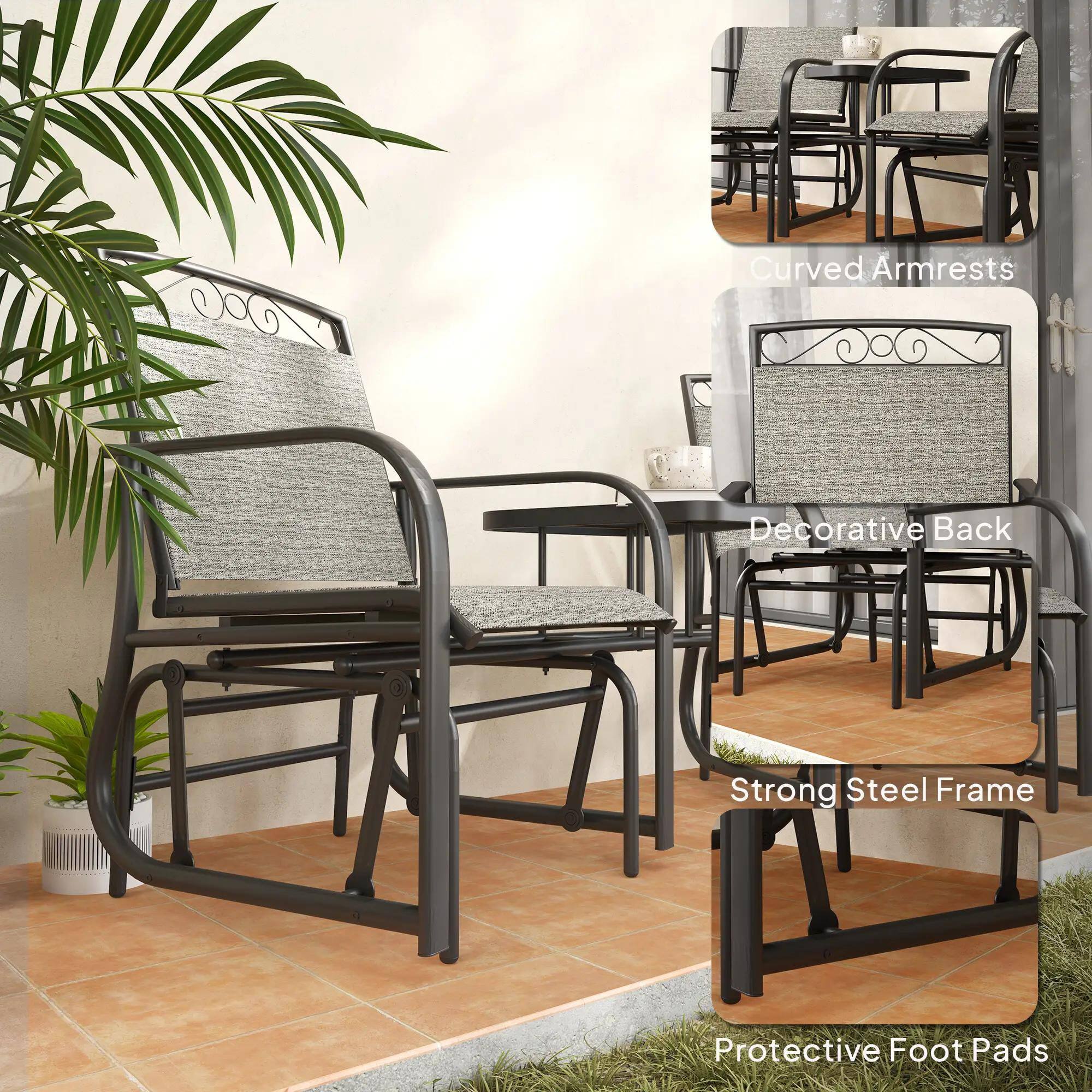 - Curved Armrests
- Decorative Back
- Strong Steel Frame
- Protective Foot Pads