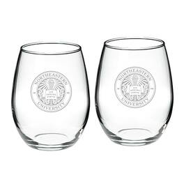 Jardine - Northeastern Huskies 2-Piece 21oz. Stemless Wine Glass Set - Multicolor