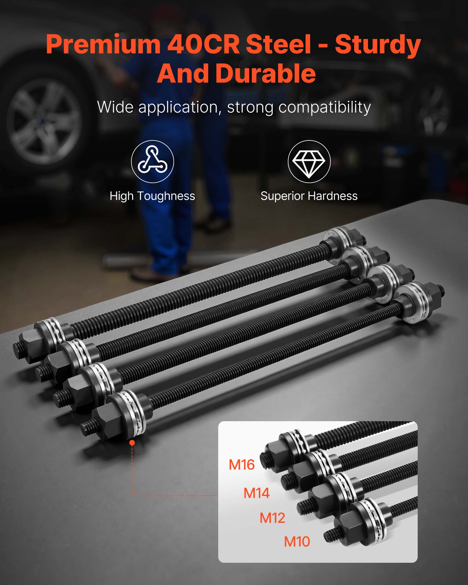 Premium 40CR Steel - Sturdy And Durable

Wide application, strong compatibility

- High Toughness
- Superior Hardness

M16  
M14  
M12  
M10