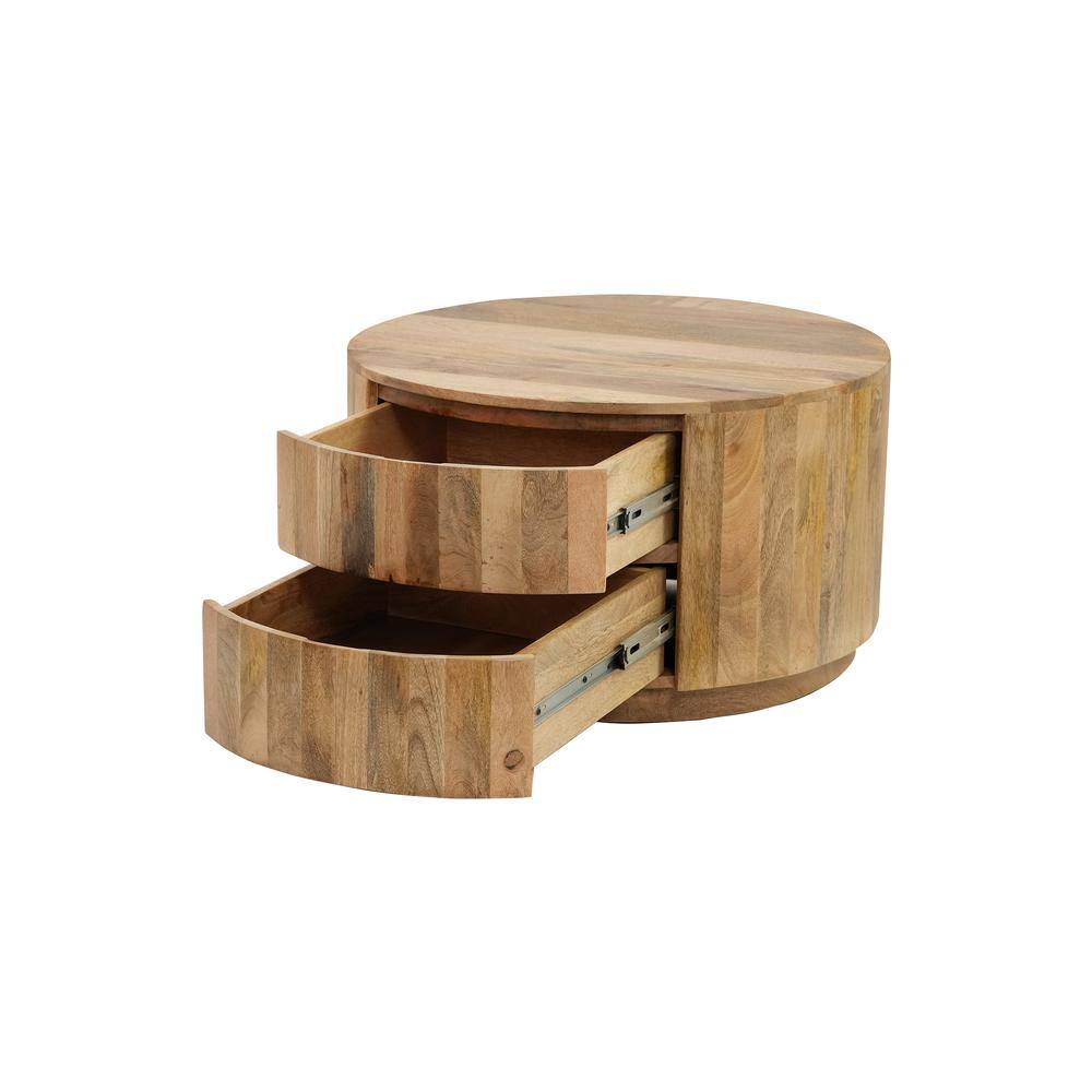 Alt View 2. Carolina Chair & Table - Christa 2-Drawer 30" Round Coffee Table - Natural - Brown.