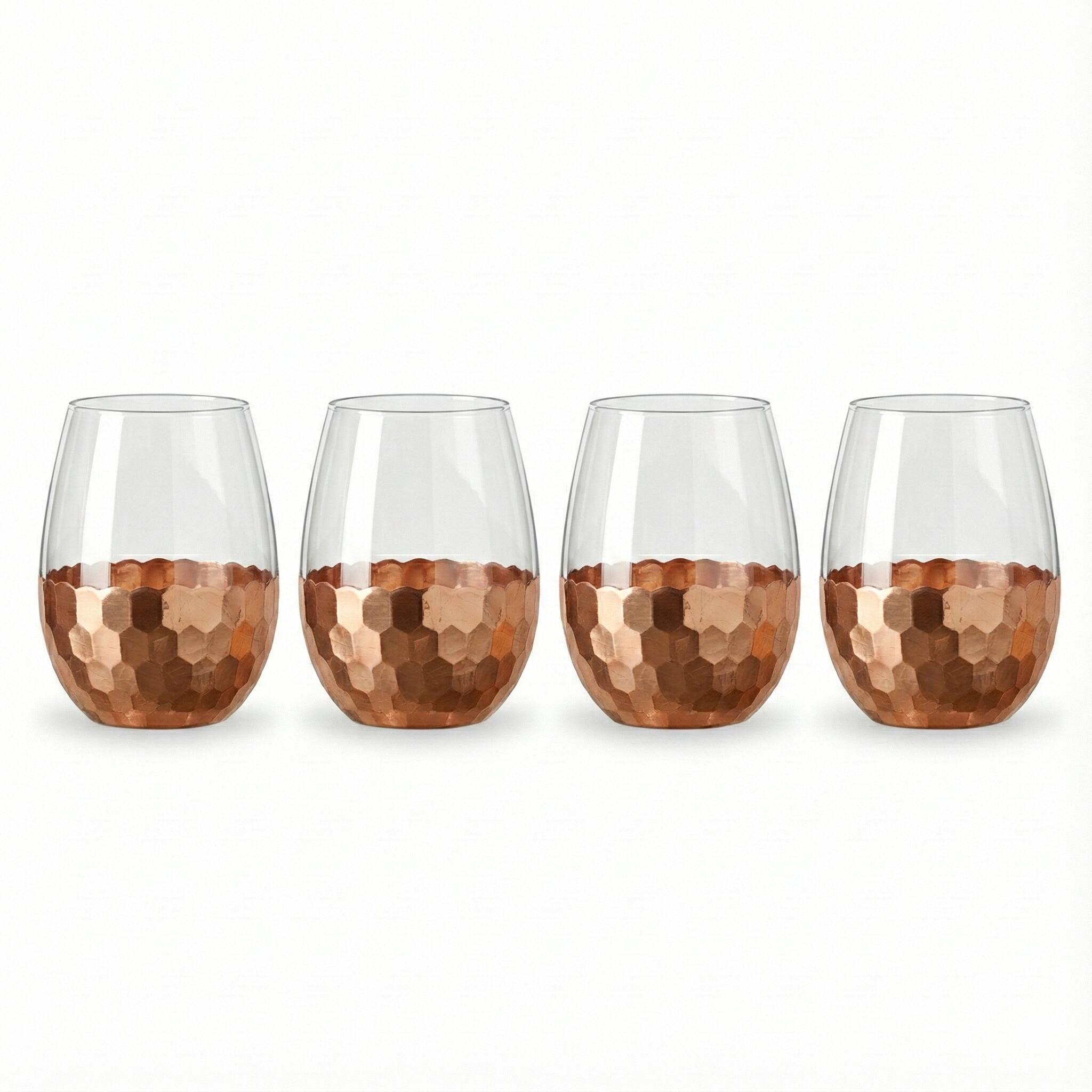 Front. American Atelier - Daphne Copper Set of 4 Stemless Glasses 20OZ. - Copper.