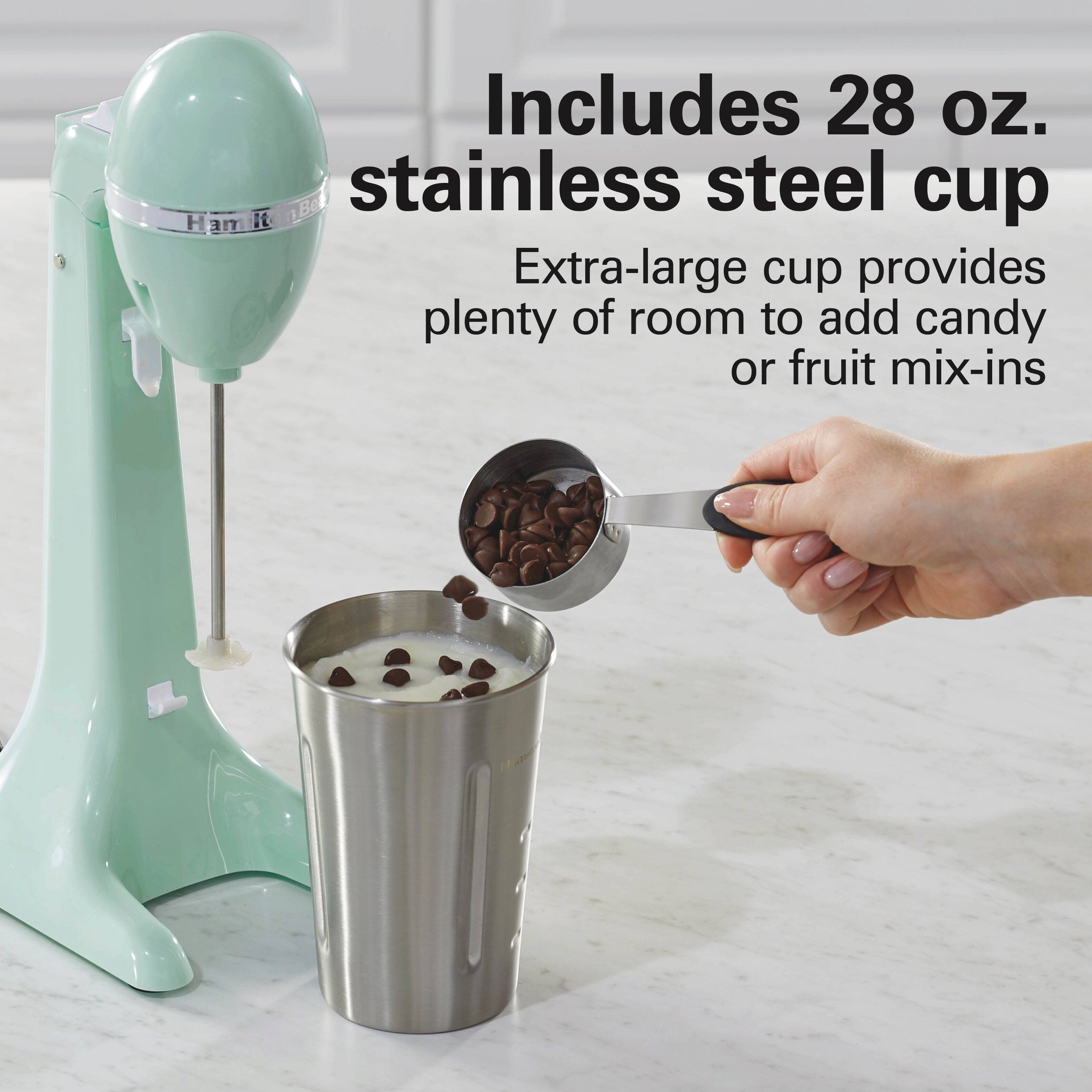 Includes 28 oz. stainless steel cup  
Extra-large cup provides plenty of room to add candy or fruit mix-ins