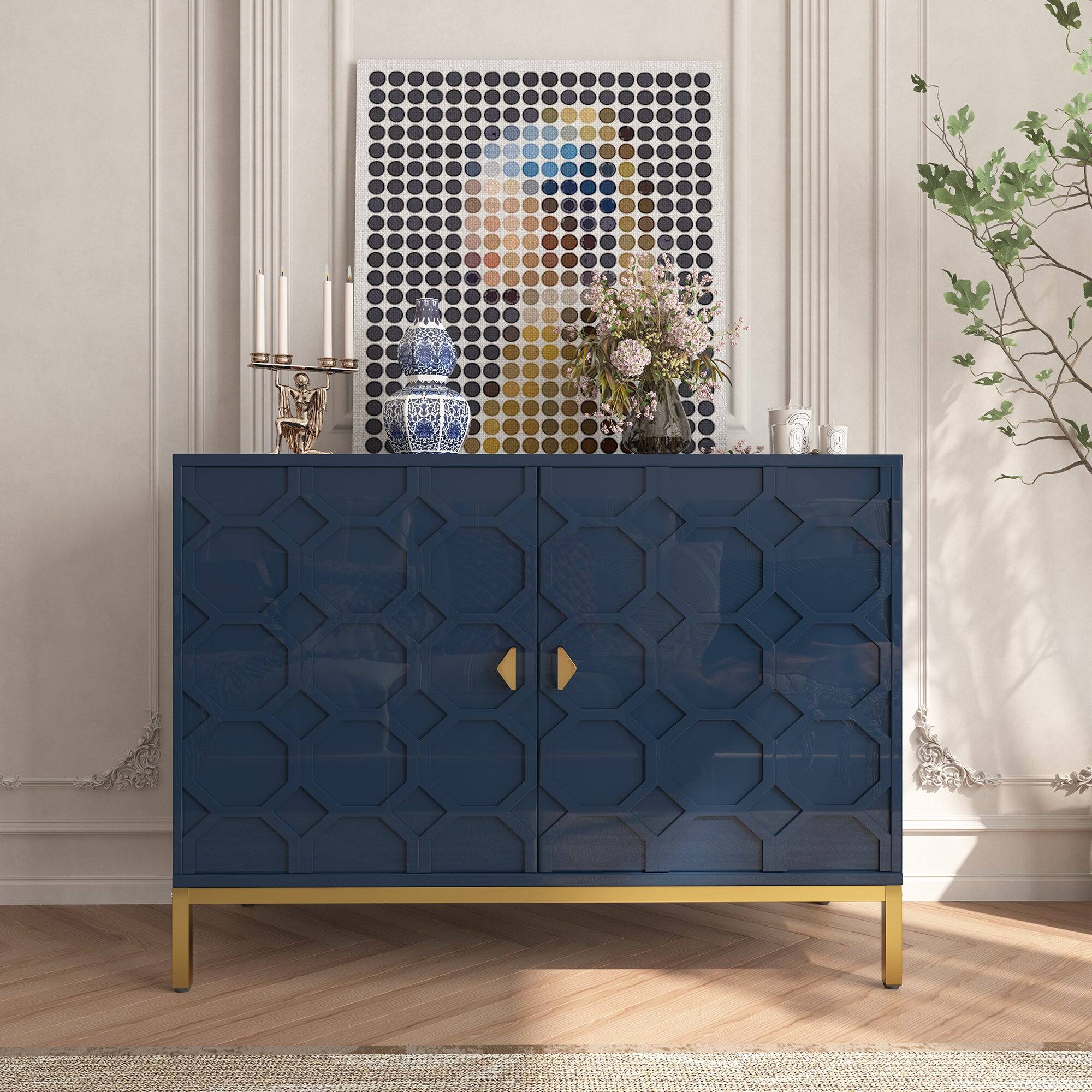 Alt View 2. Boyel Living - Freestanding Storage Cabinet 2-Door Accent Cabinet - Navy.