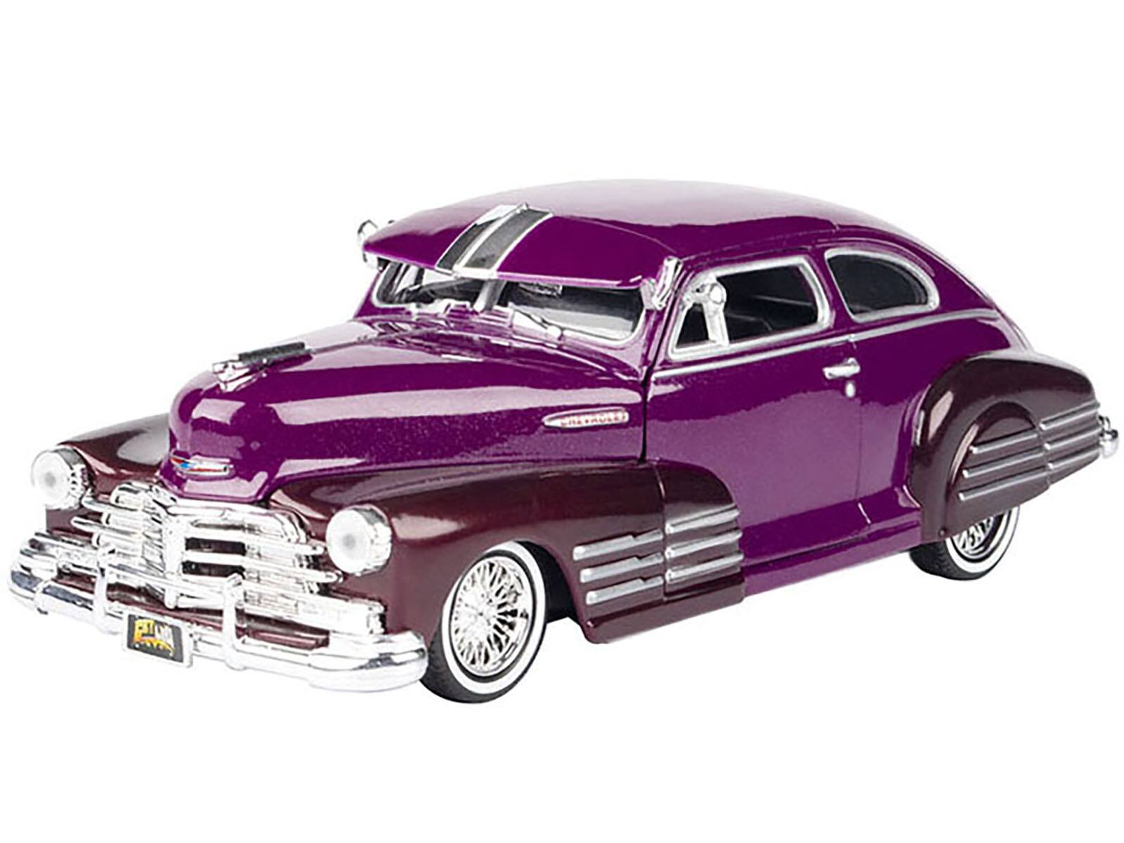 Alt View 1. Motormax - 1948 Chevrolet Aerosedan Fleetside Lowrider Purple Metallic and Dark Purple Met. Two-Tone 1/24 Model Car by Motormax.