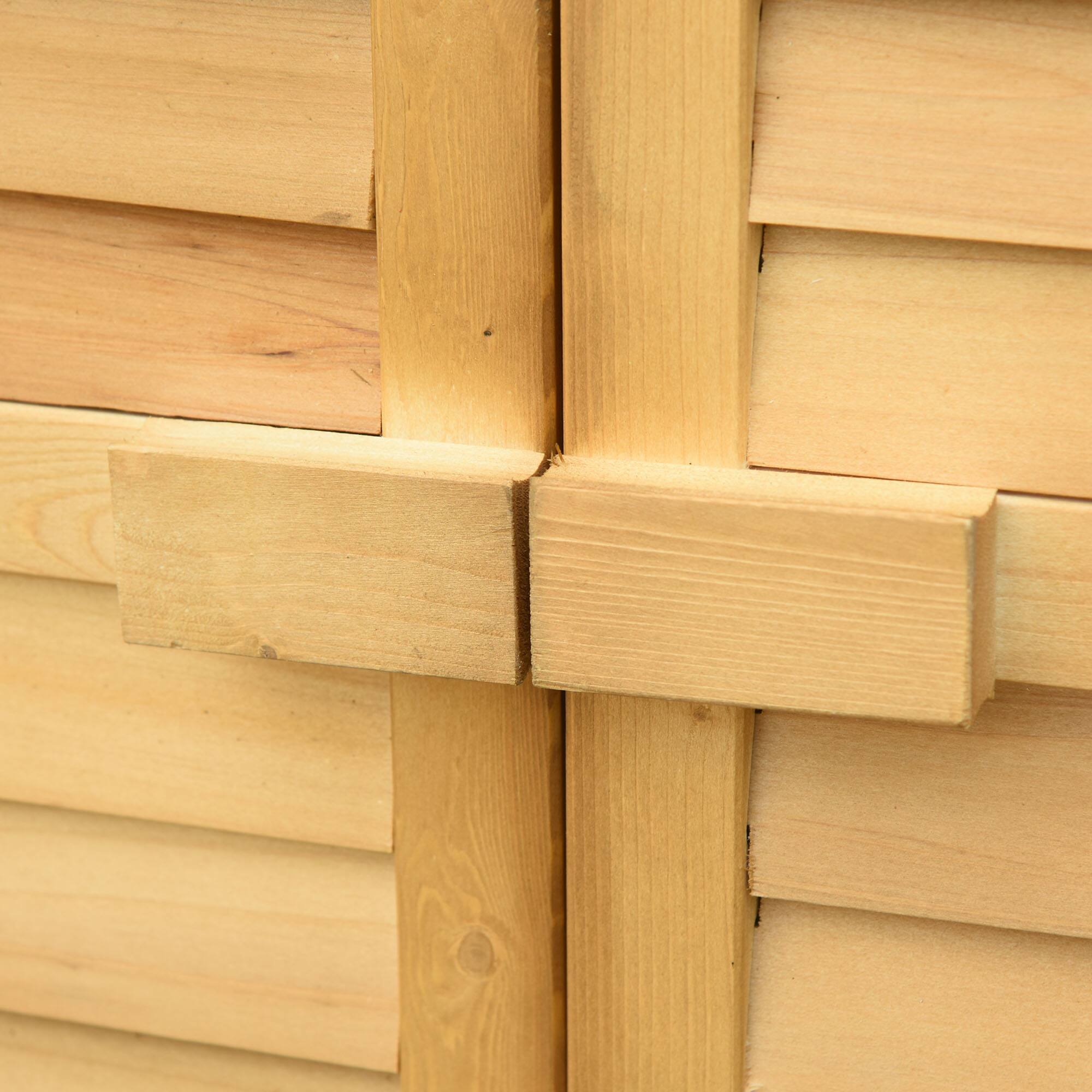 Alt View 8. Outsunny - Garden Potting Bench Table Wooden Workstation Shed with Tabletop, Hooks, 3-Tier Shelves Cabinet, 2 Magnetic Close Doors.