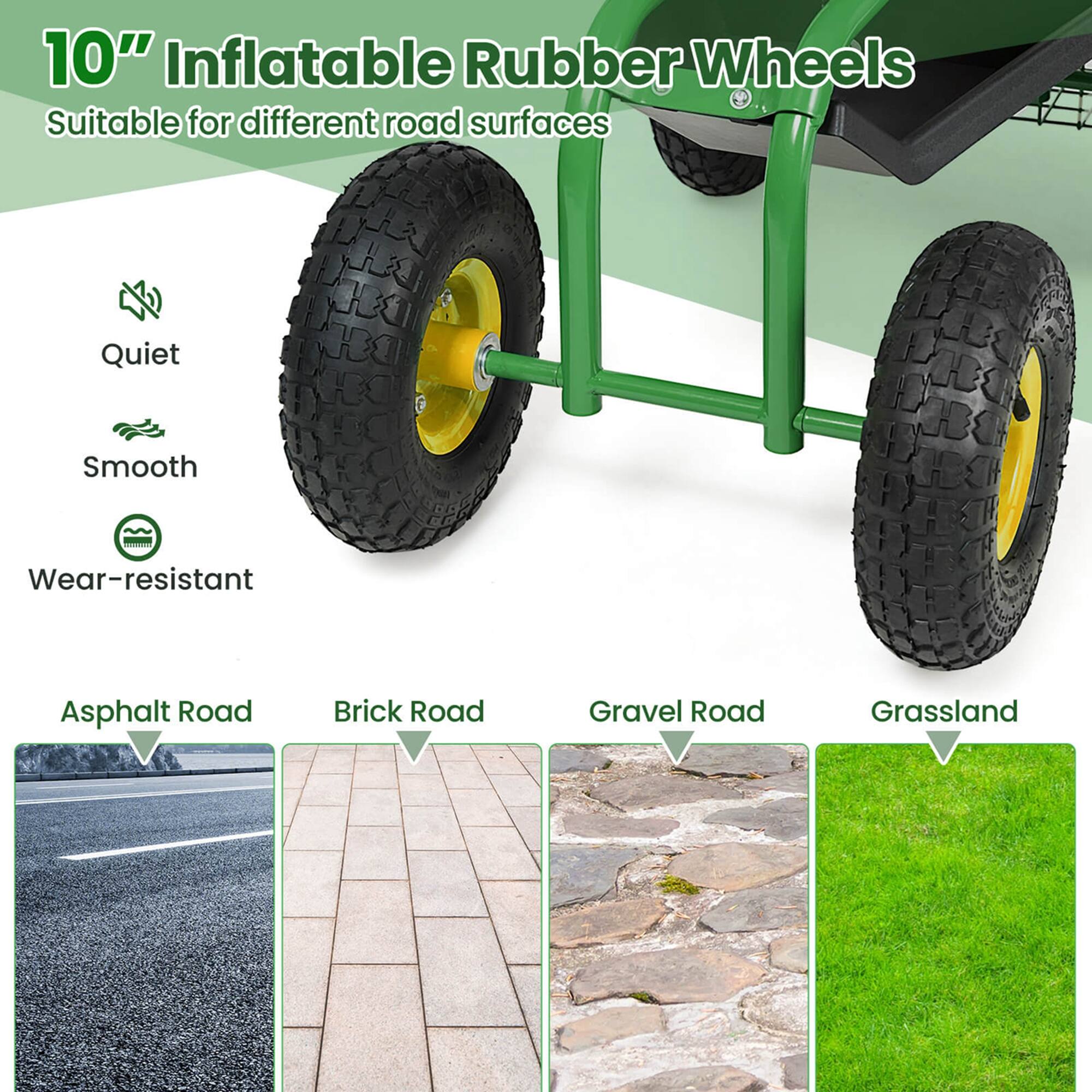 10" Inflatable Rubber Wheels  
Suitable for different road surfaces  
Quiet  
Smooth  
Wear-resistant  
Asphalt Road  
Brick Road  
Gravel Road  
Grassland