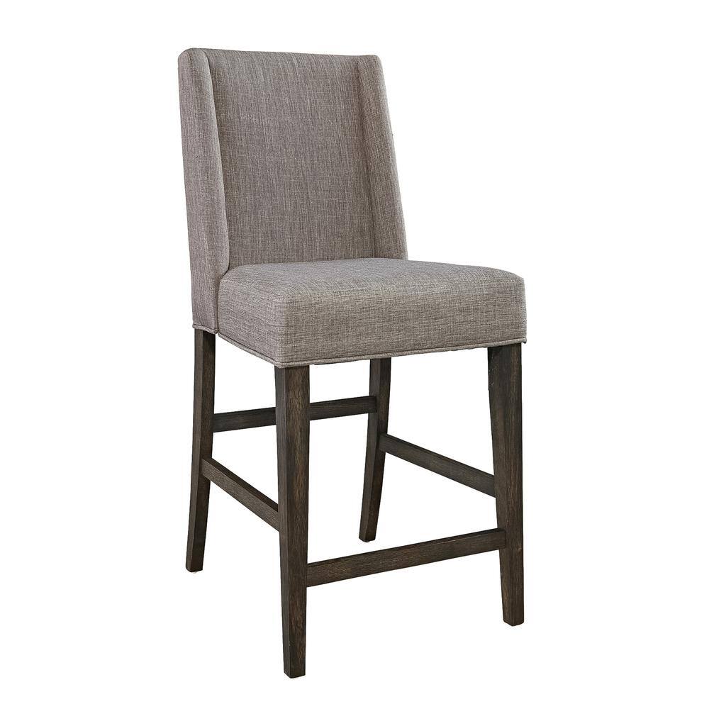 Angle. Liberty Furniture Industries - Double Bridge Upholstered Counter Chair (RTA) in Dark Chestnut - Brown.
