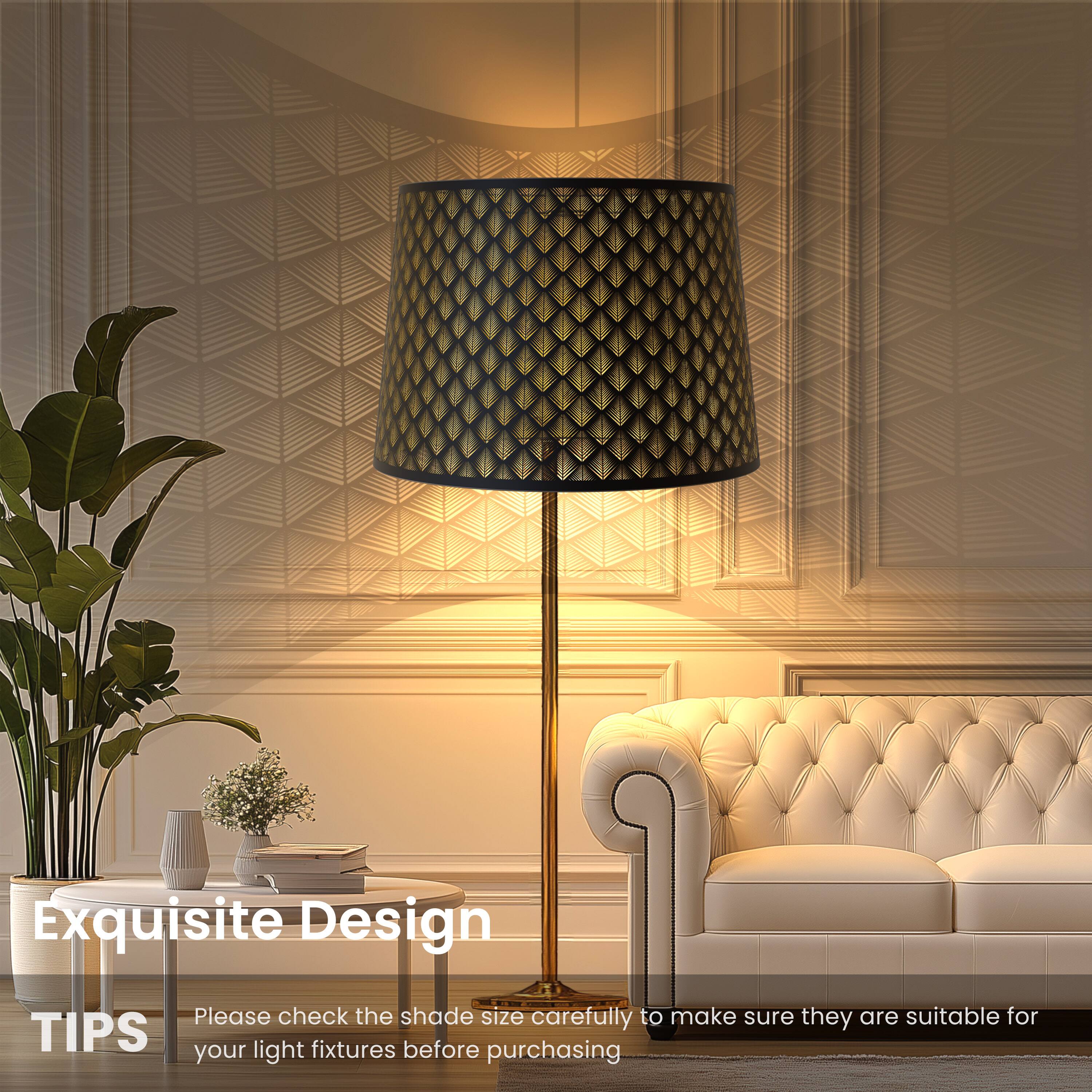 Exquisite Design

Please check the shade size carefully to make sure they are suitable for your light fixtures before purchasing. TIPS