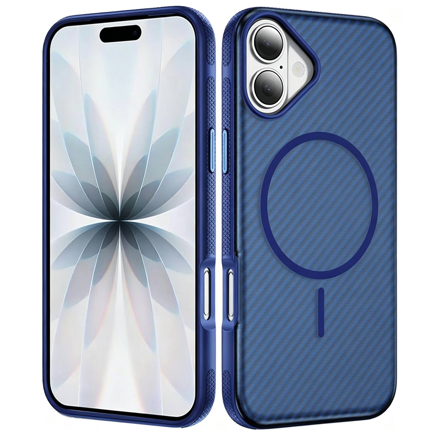 Alt View 7. Equipd - Case for iPhone 17 (6.3") MagSafe Compatible, Skin-Friendly Grip Bumper Shockproof Protection Carbon Fiber Texture Cover - Blue.